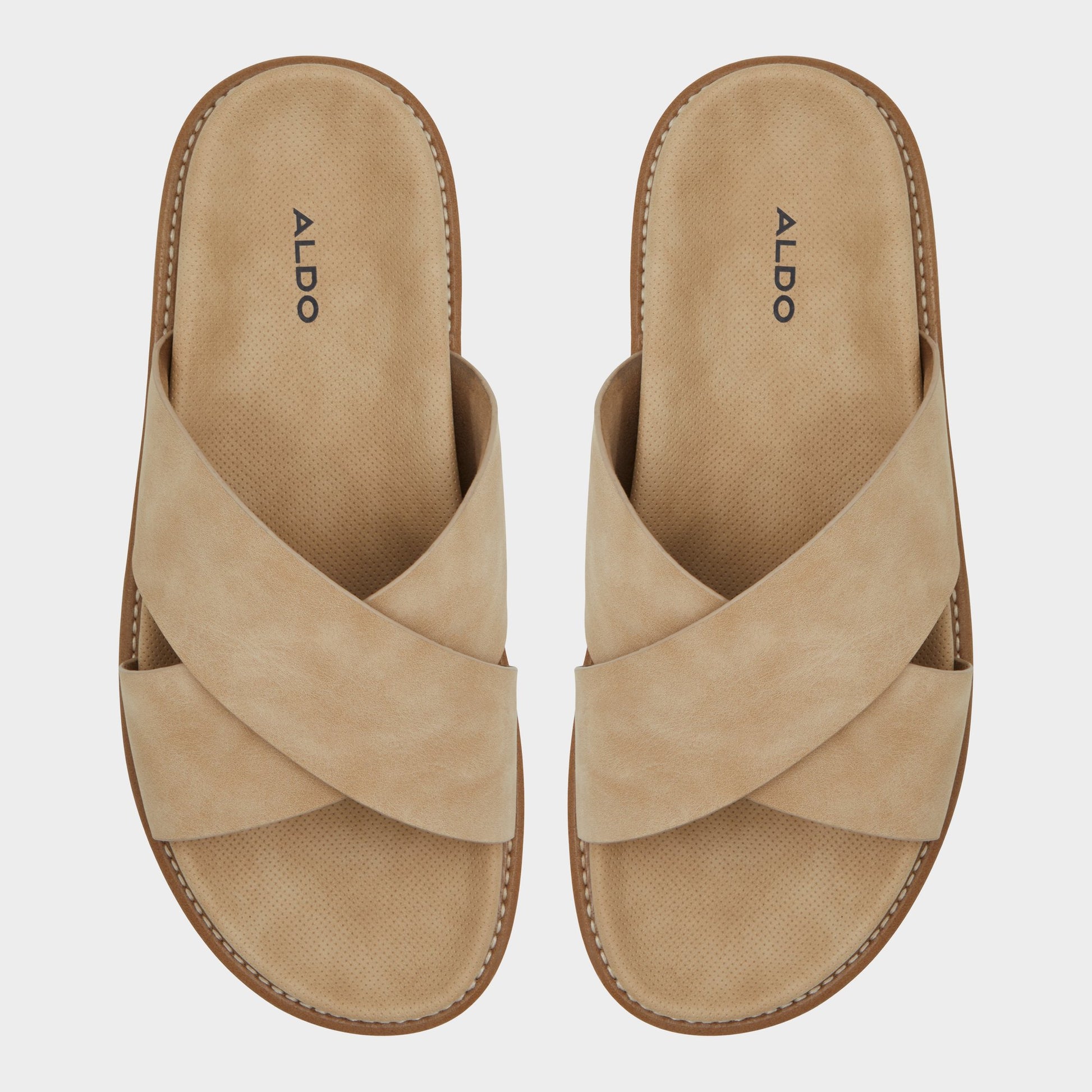 Top-down view of the Beige Marrin Slide sandal