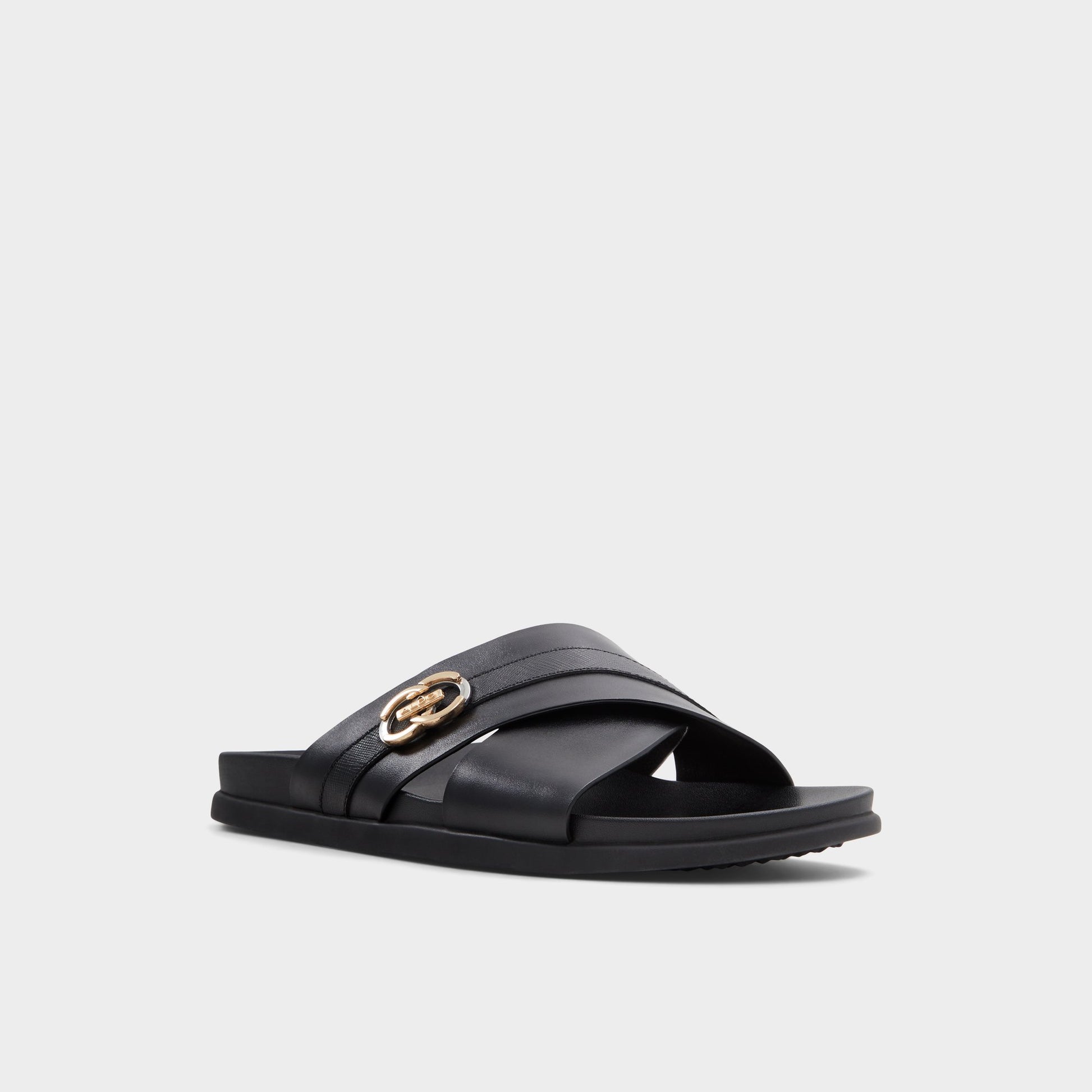 Three-quarter angle of Black Delmar Flip flop's front side