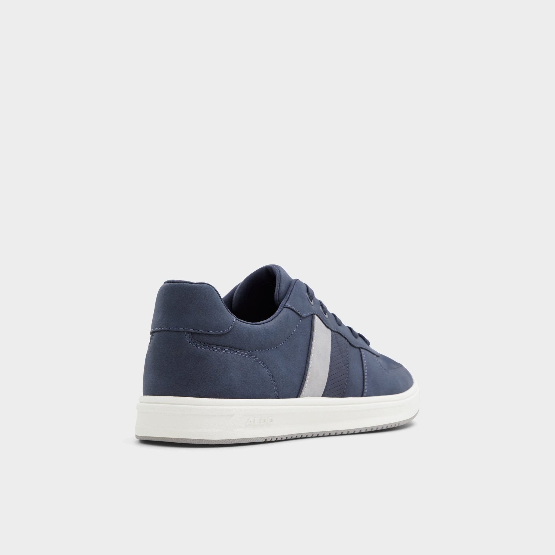 Three-quarter angle of Navy Morrisey Low top sneaker's back side