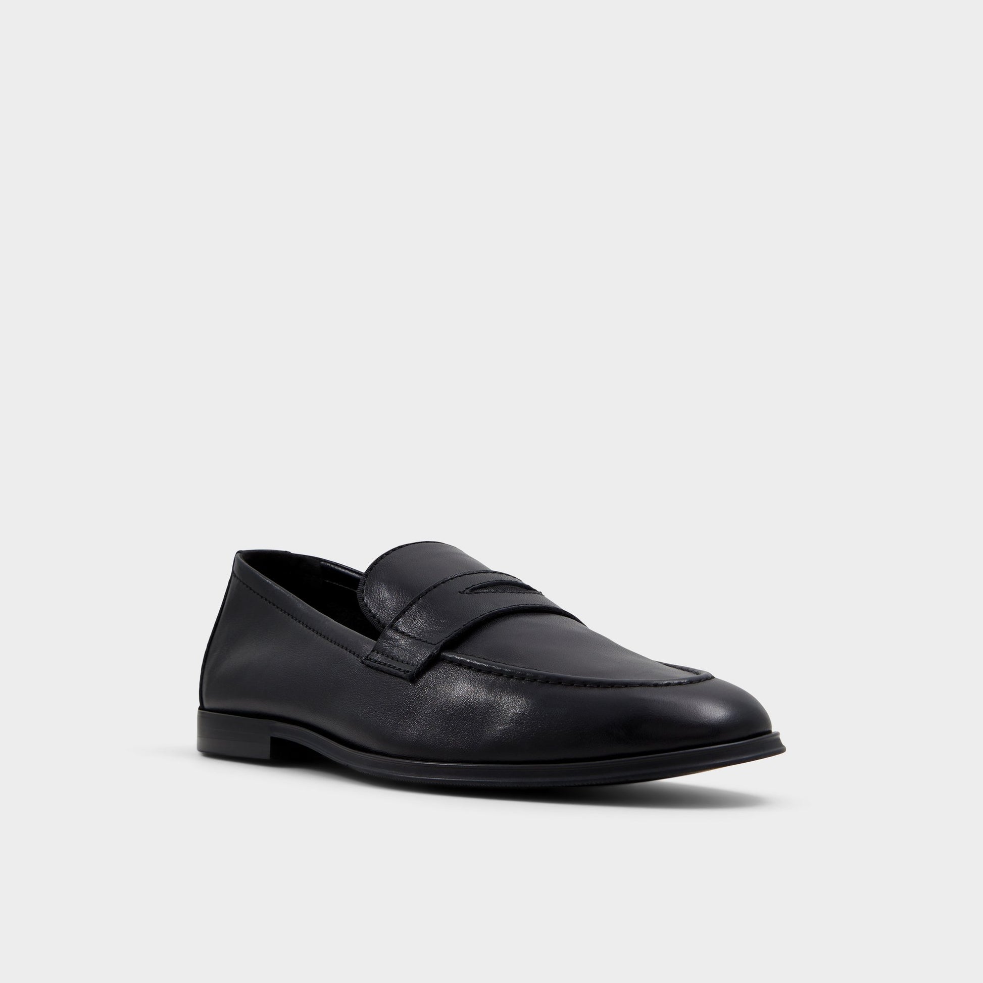 Three-quarter angle of Black Journey Loafer's front side