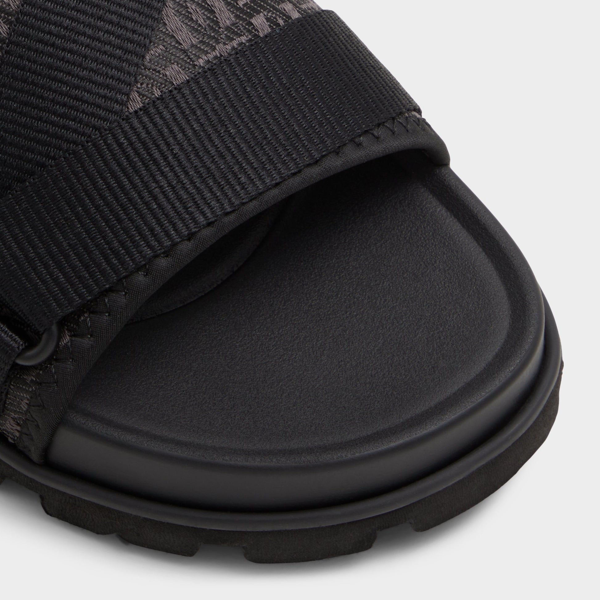Close-up of the Open Black Deniels Slide sandal