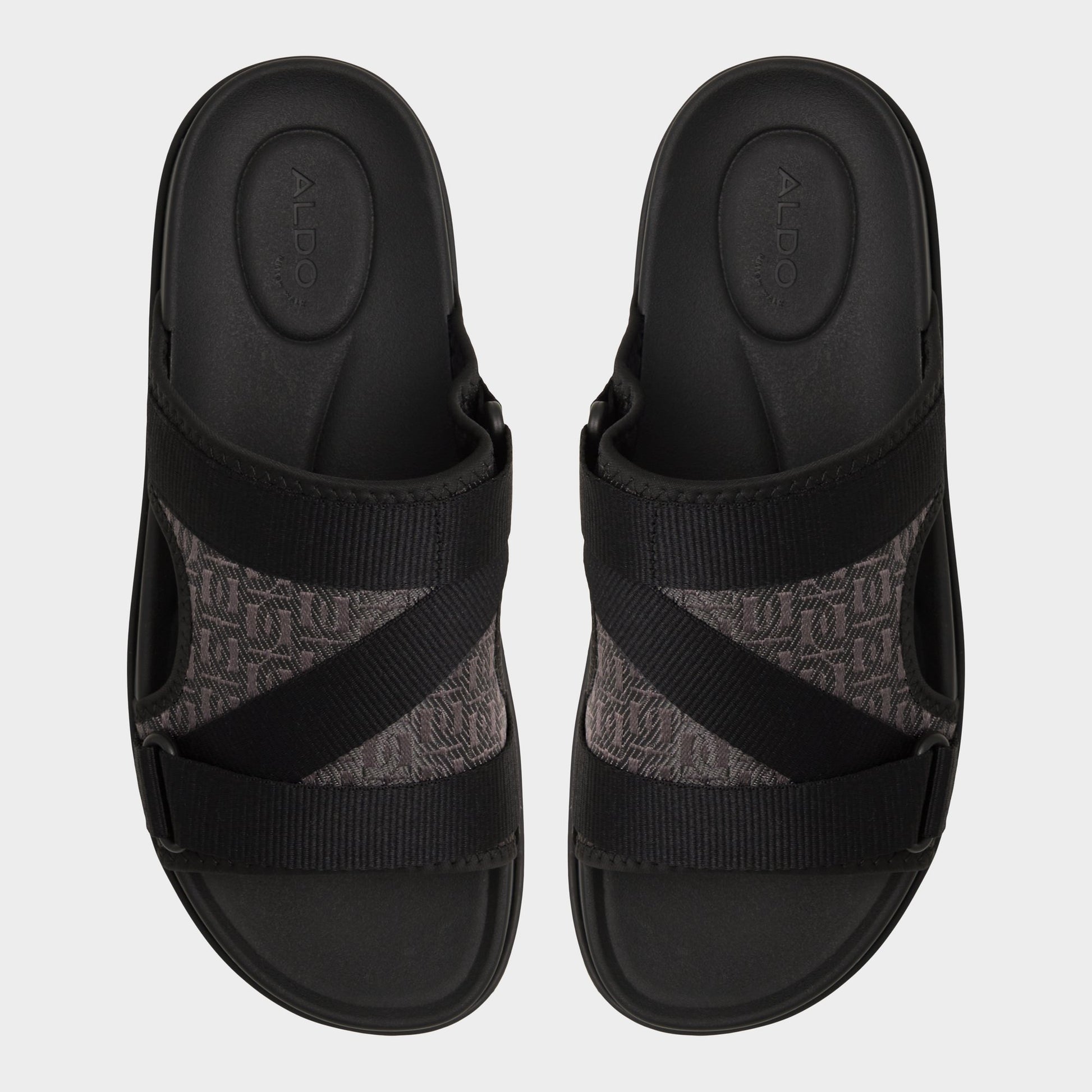 Top-down view of the Open Black Deniels Slide sandal