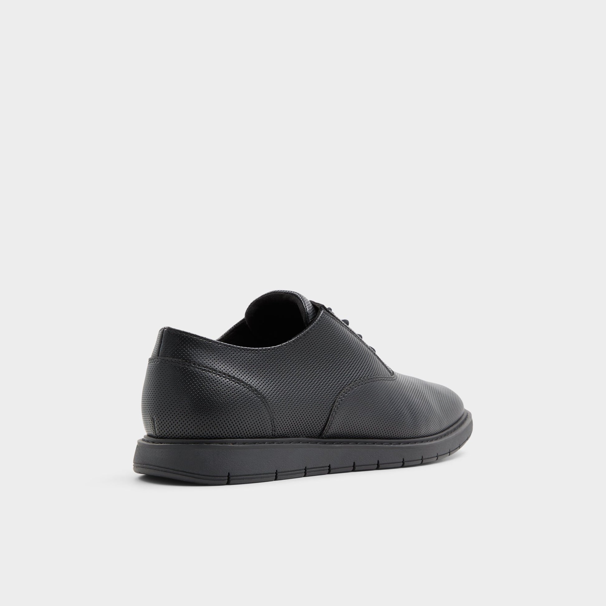 Three-quarter angle of Black Waylen Oxford shoe's back side