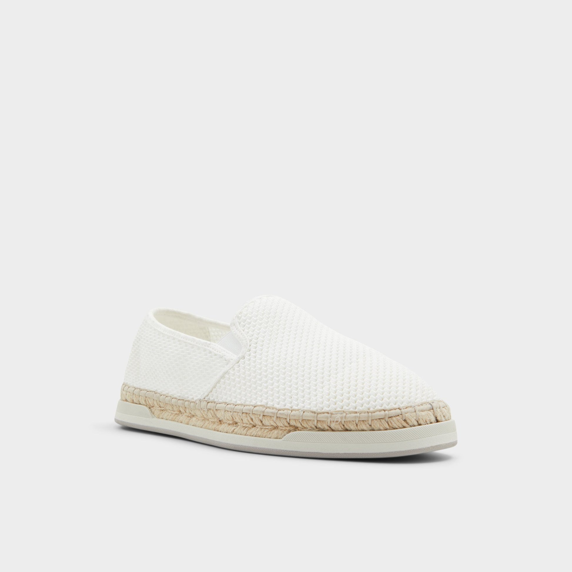 Three-quarter angle of White Johnney Espadrille's front side