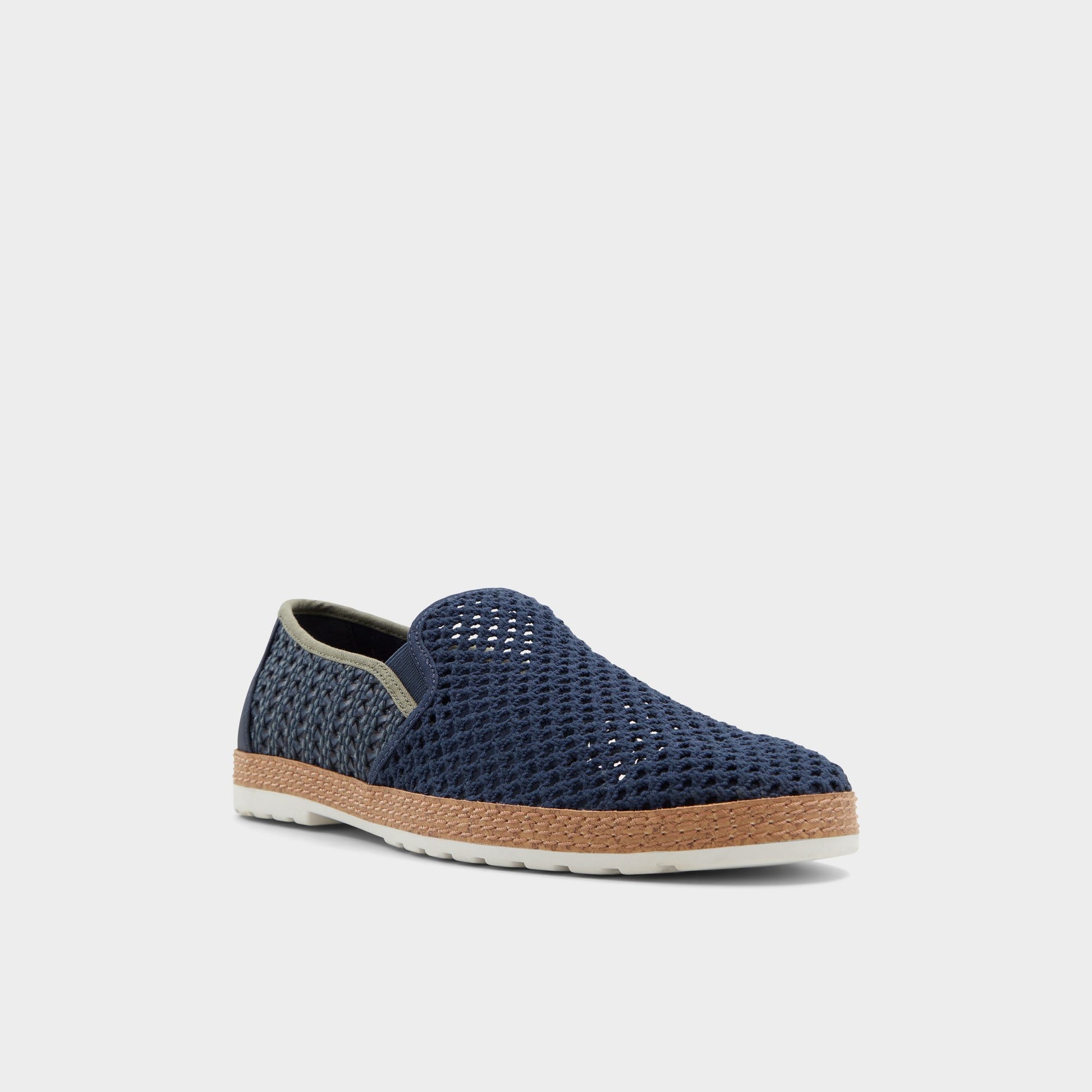 Three-quarter angle of Open Navy Kianou Espadrille's front side
