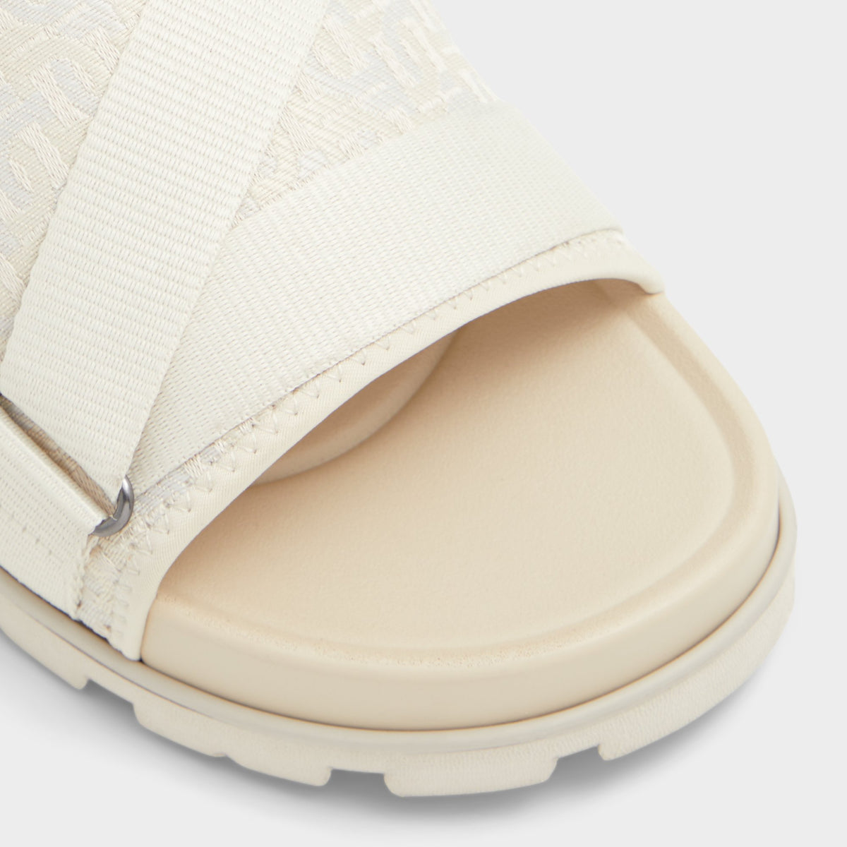Close-up of the Open Grey Deniels Slide sandal