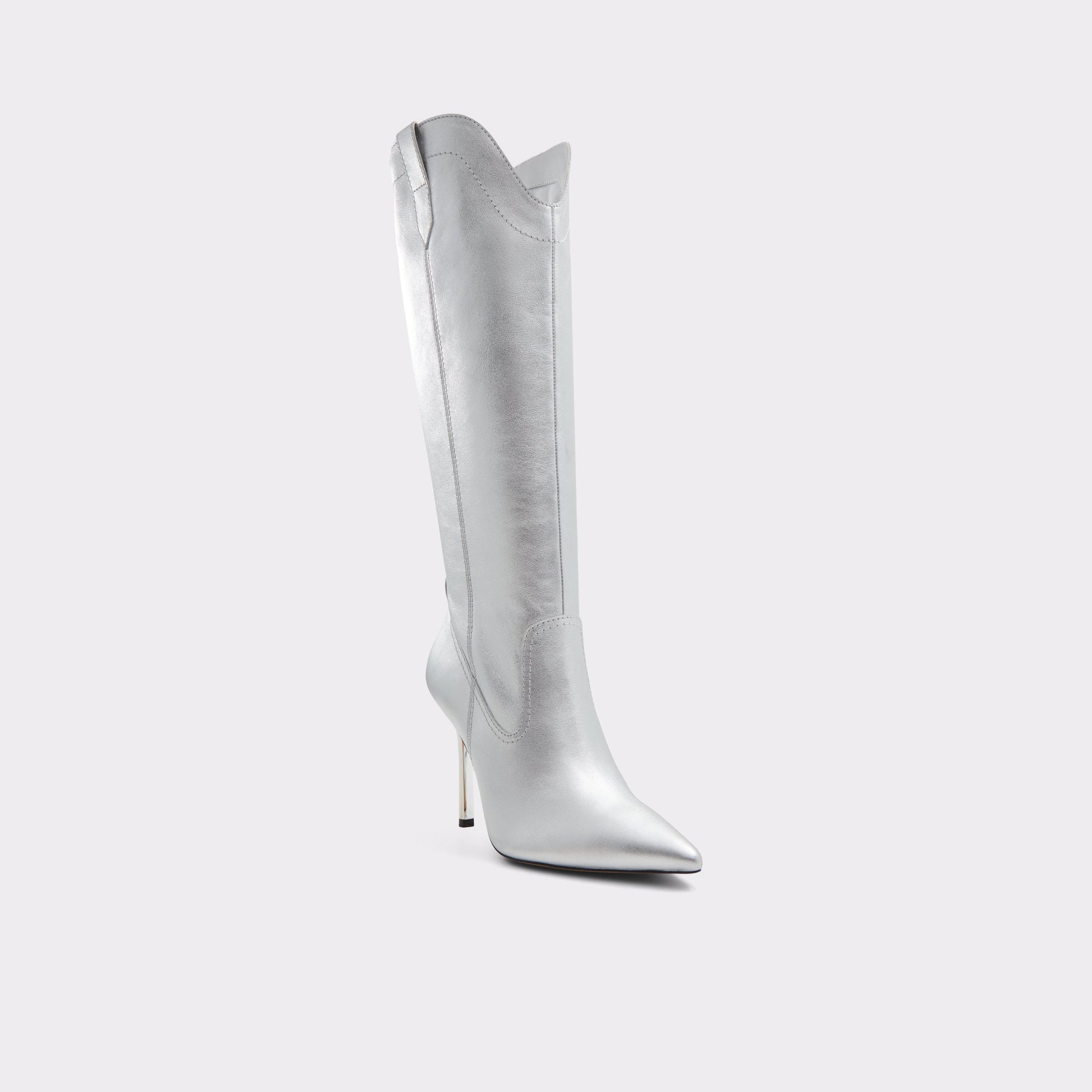 Three-quarter angle of Silver Cavvietta Knee-high boot's front side