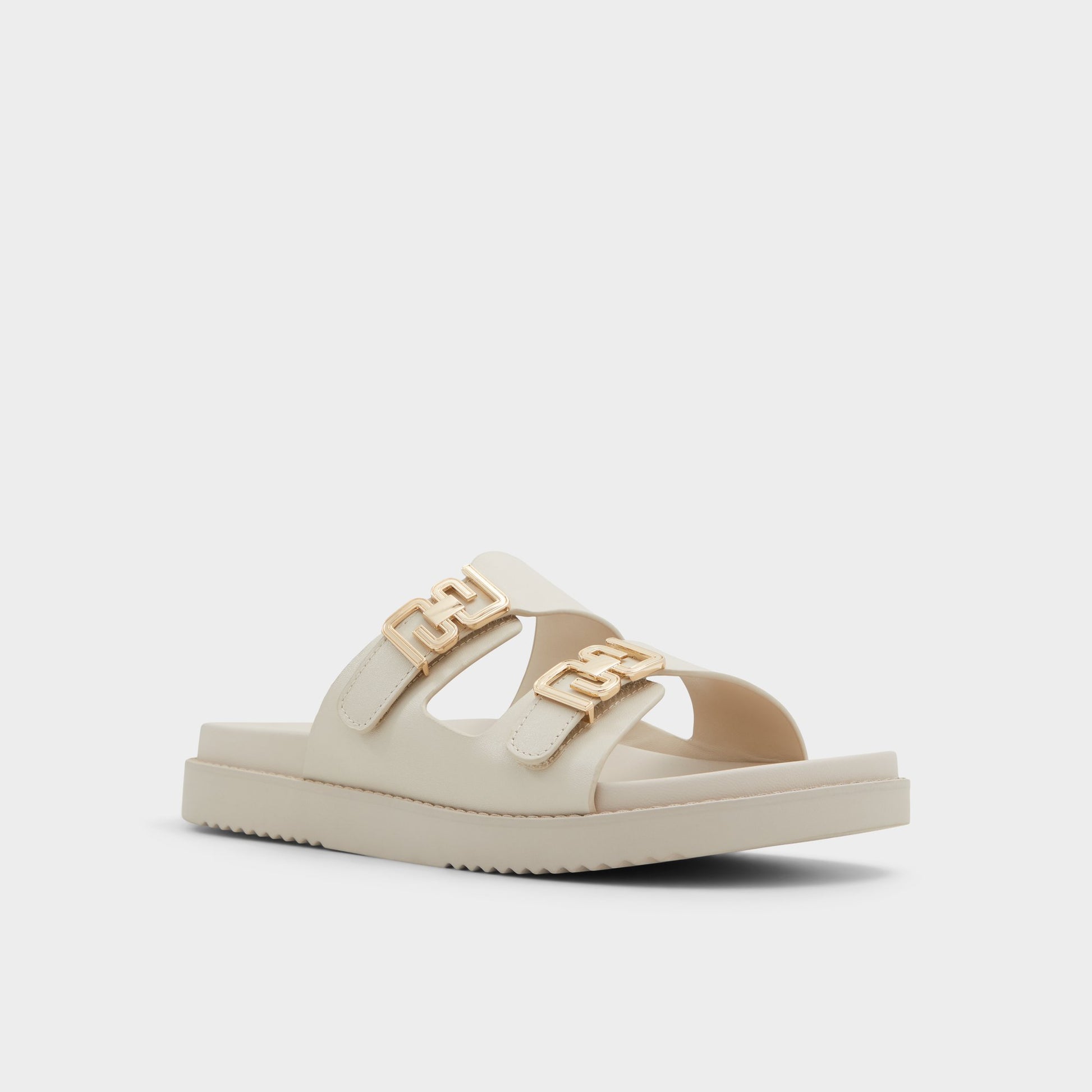 Three-quarter angle of Other white Alessie Footbed sandal's front side