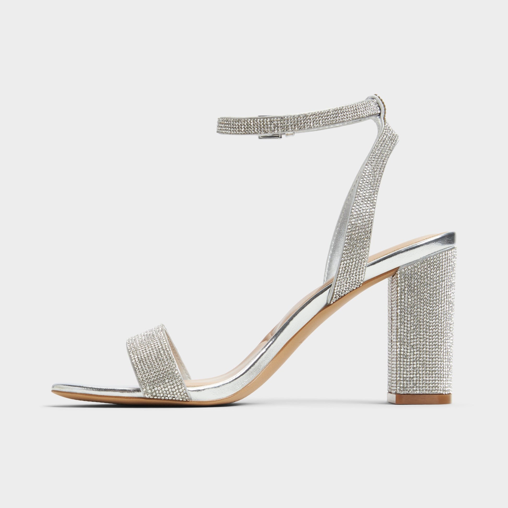 Side view of Silver Rhiannon Strappy sandal