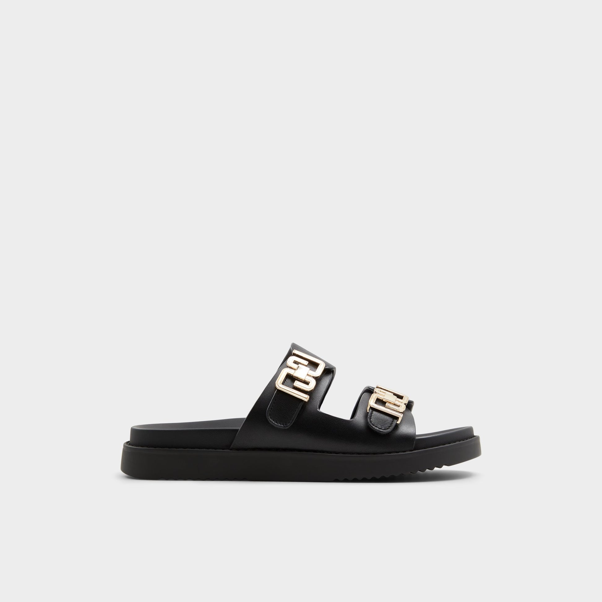 Main View of Black Alessie Footbed sandal for Womens