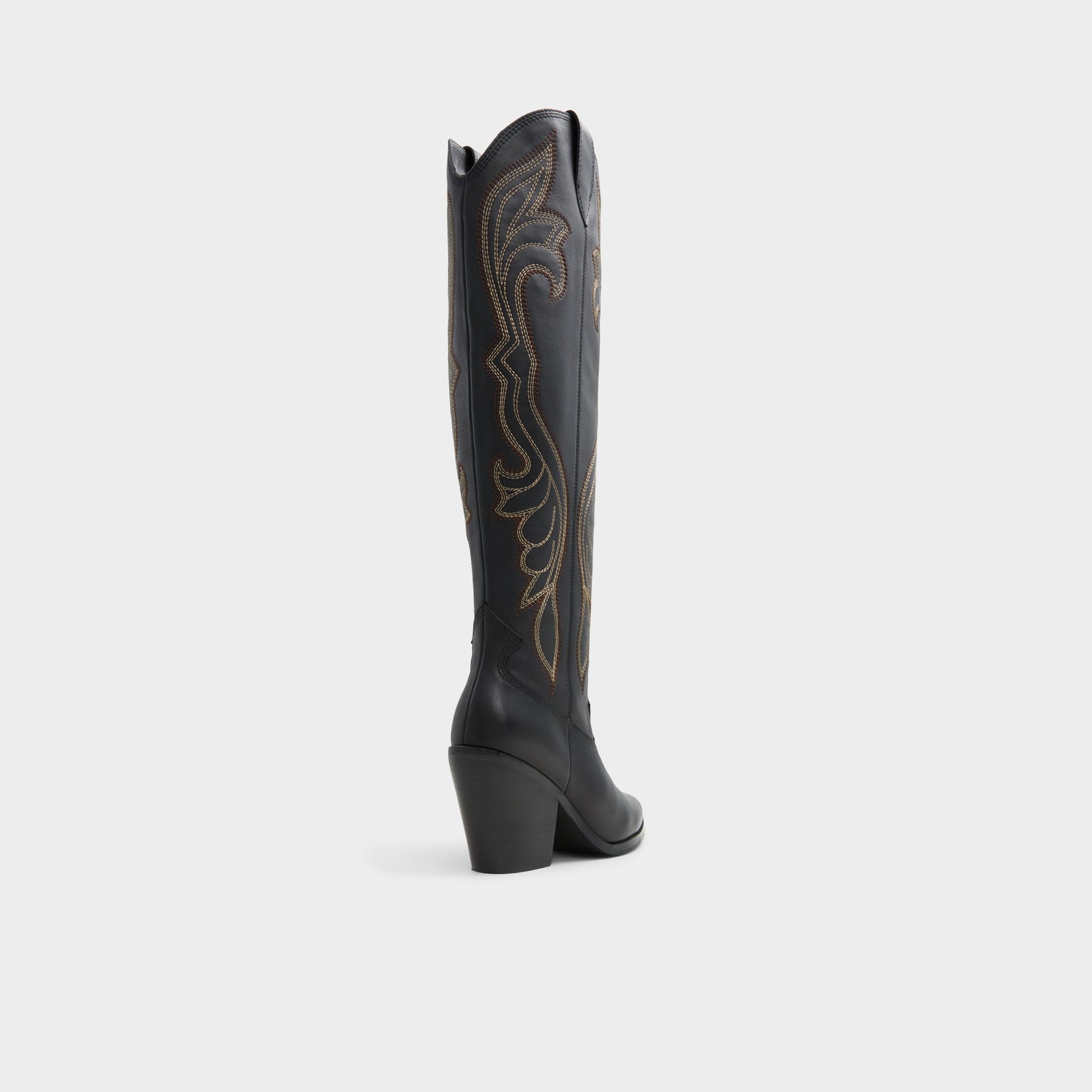 Three-quarter angle of Other Black Alamo Western boot's back side