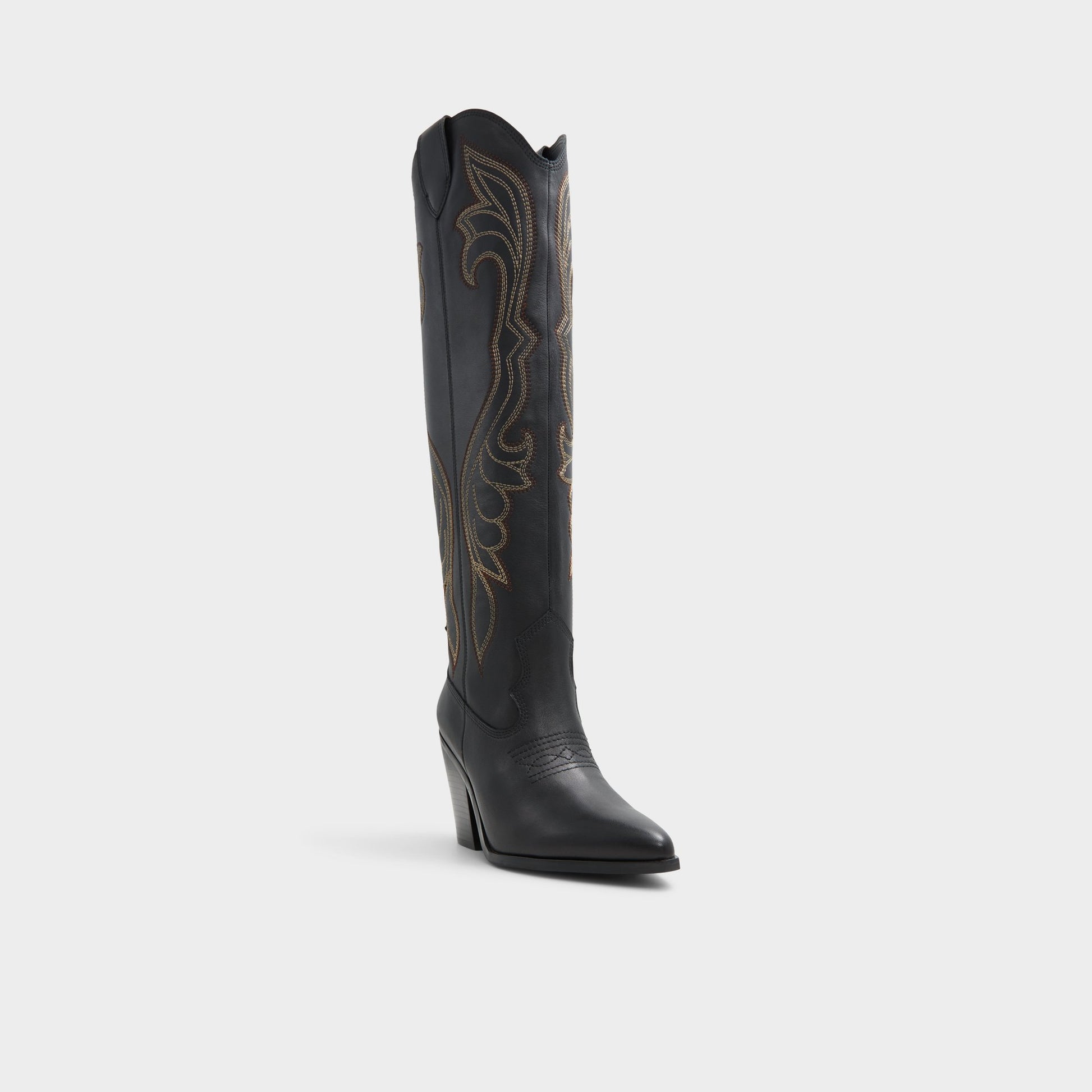 Three-quarter angle of Other Black Alamo Western boot's front side