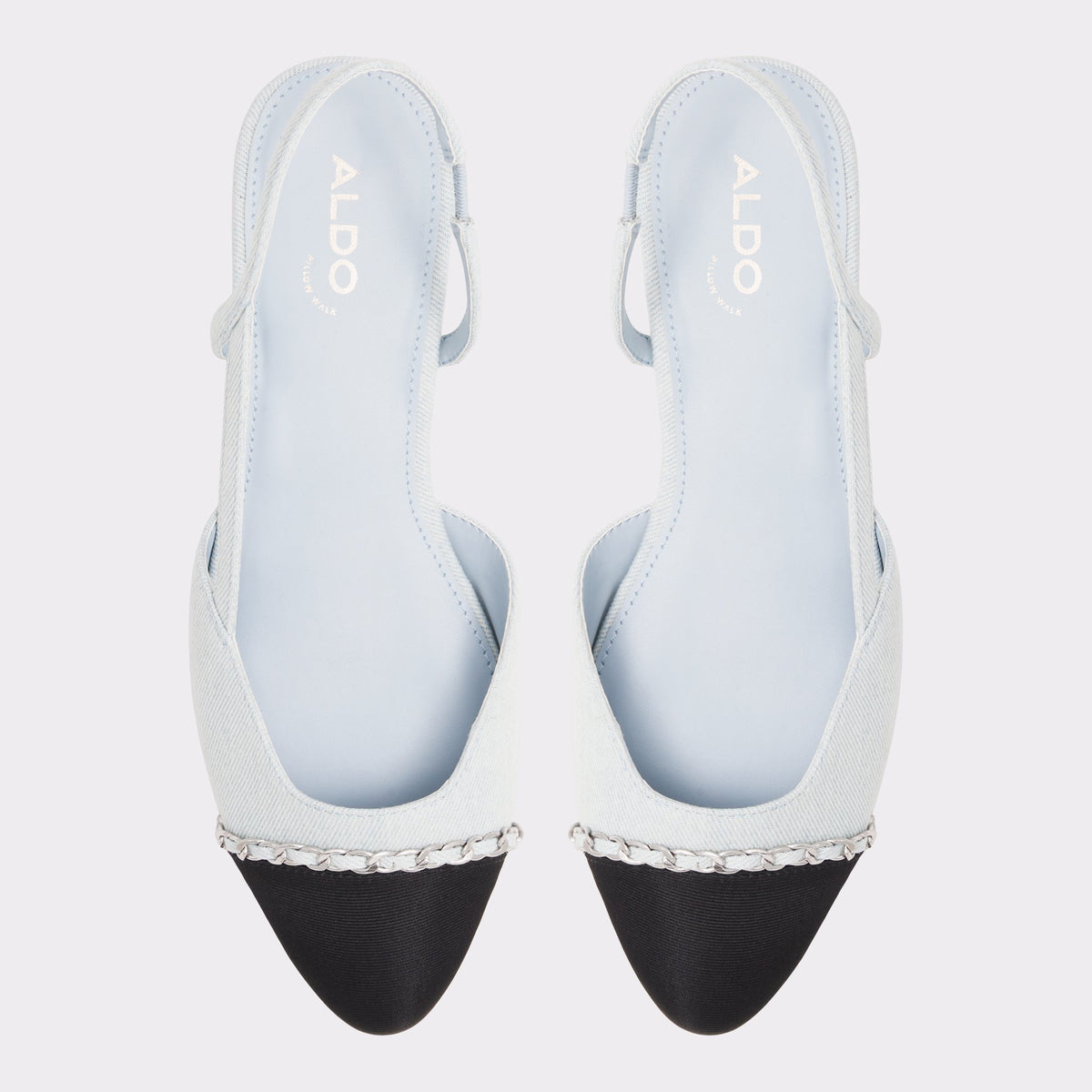 Top-down view of the Medium Blue Clementinne Slingback ballet flat