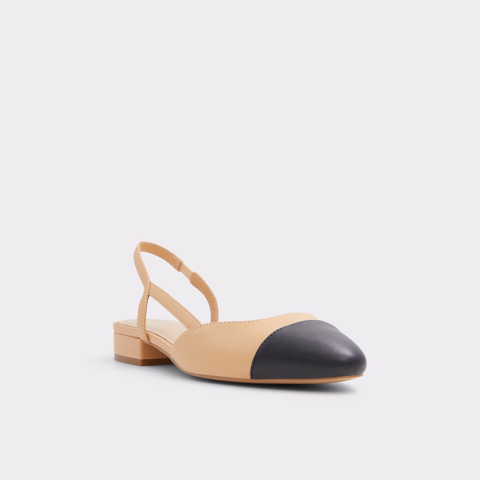Three-quarter angle of Other Dark Beige Clementinne Slingback ballet flat's front side
