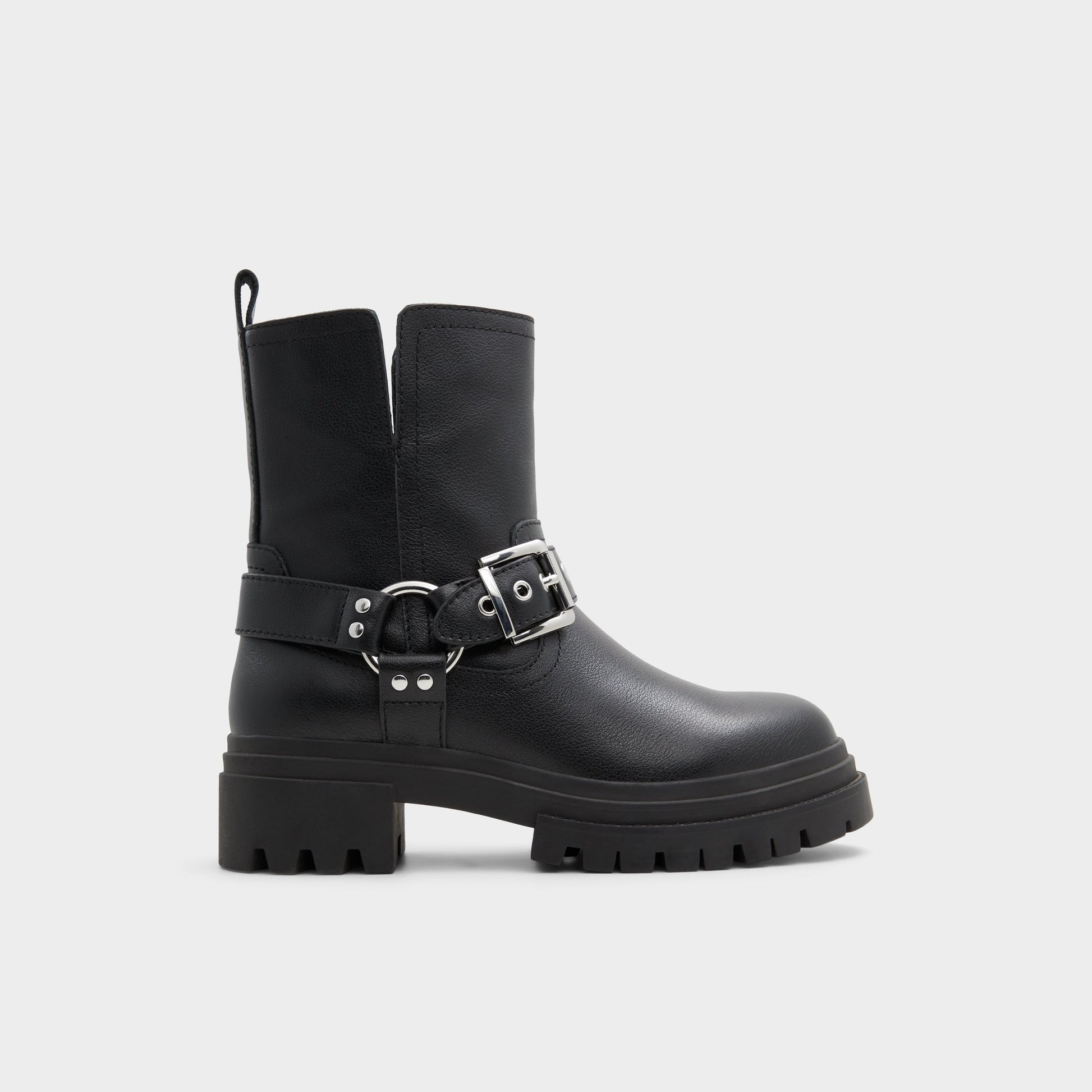 Main View of Black Harlly Motorcycle ankle boot for Womens