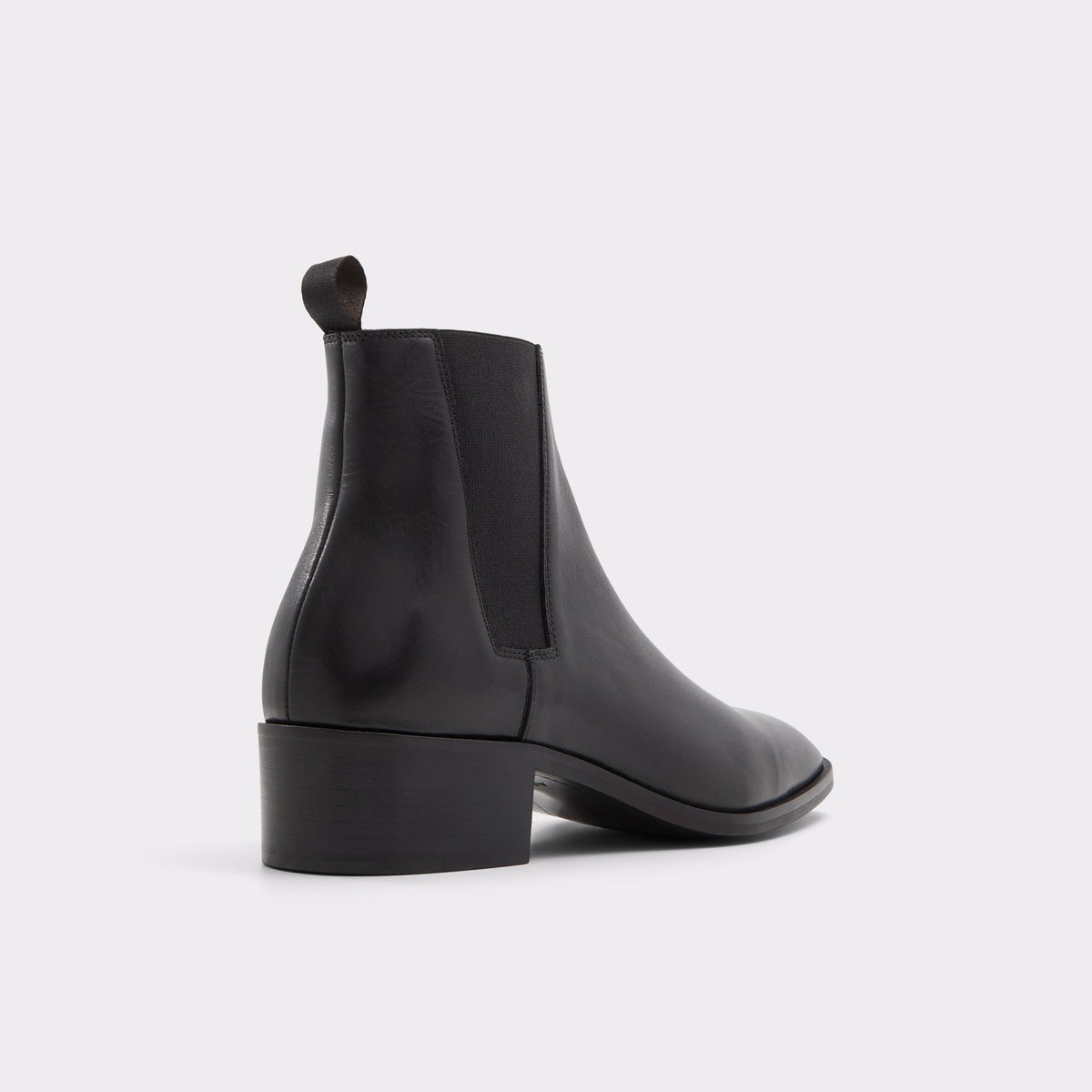 Three-quarter angle of Black Ruchstock Chelsea boot's back side