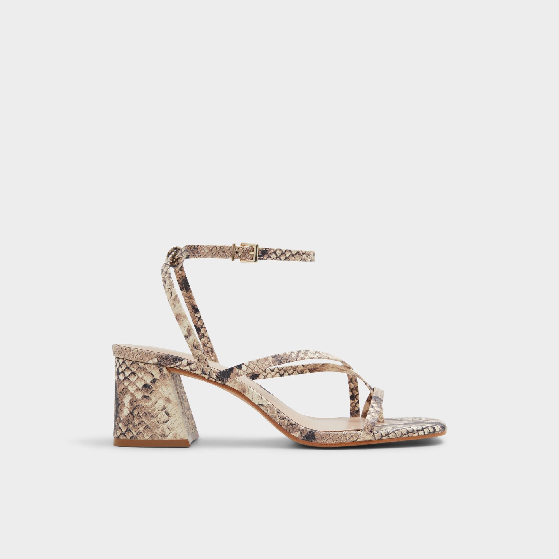 Main View of Brown Overflow Adrauder Strappy block heeled sandal for Womens