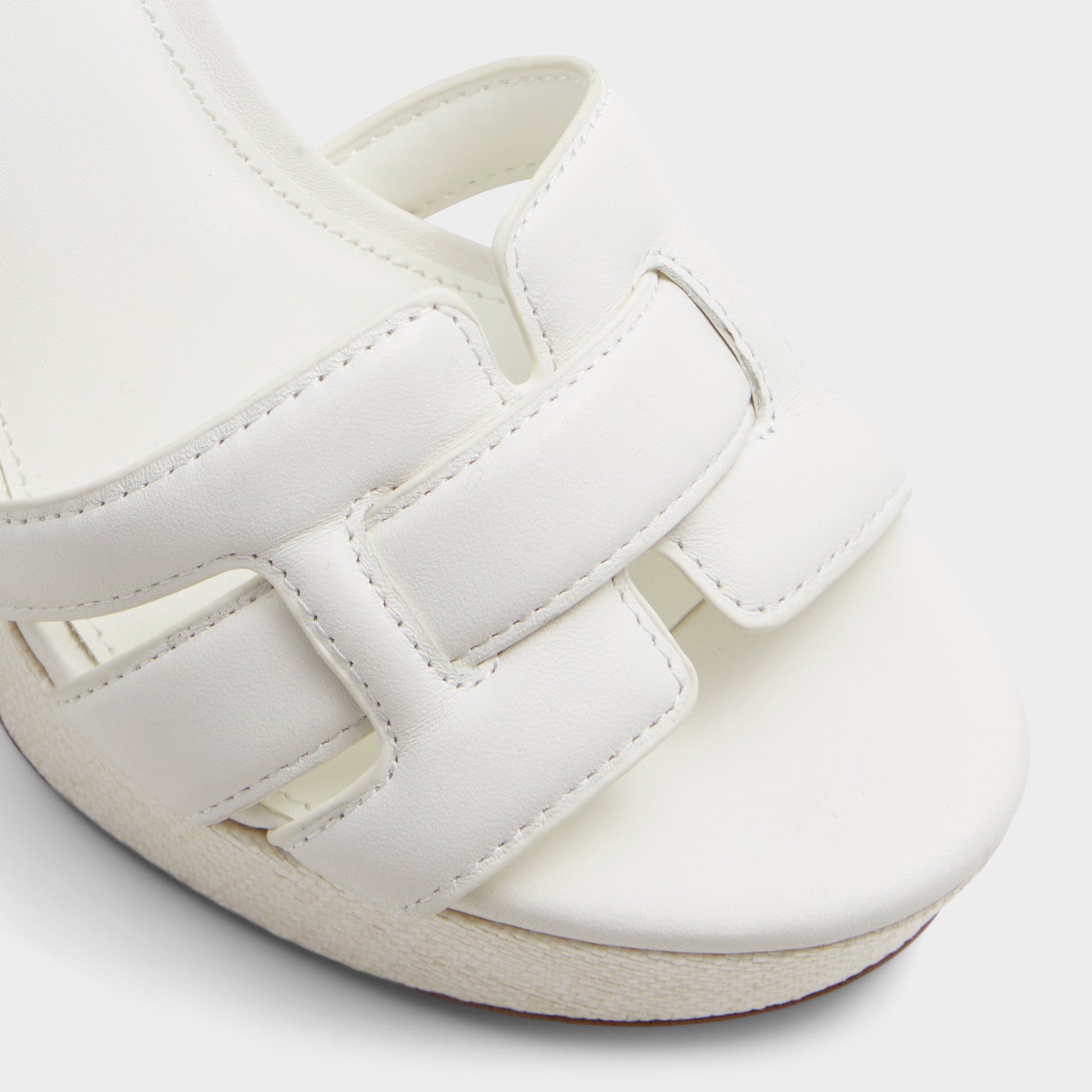 Close-up of the Open White Valaberel Strappy heeled sandal