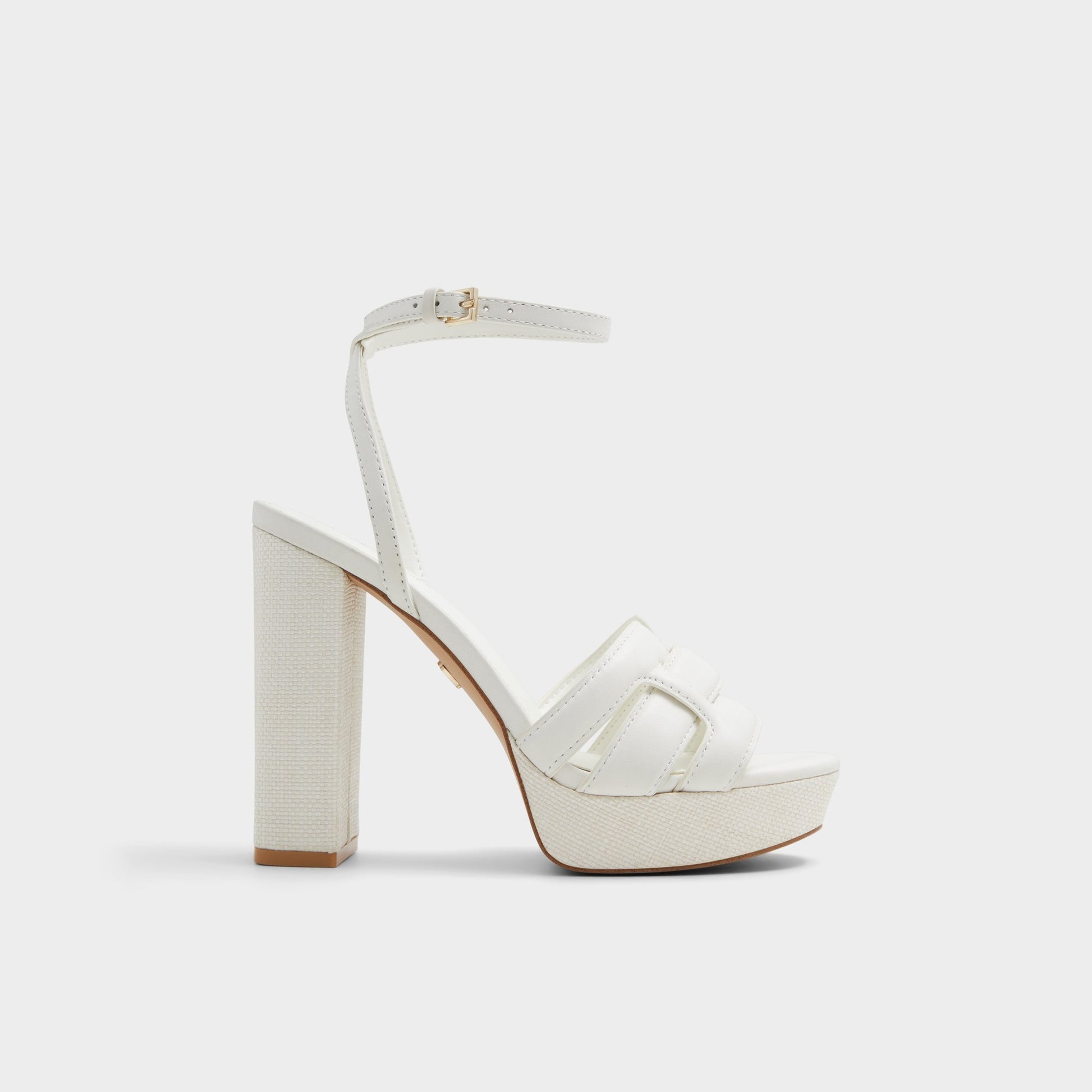 Main View of Open White Valaberel Strappy heeled sandal for Womens