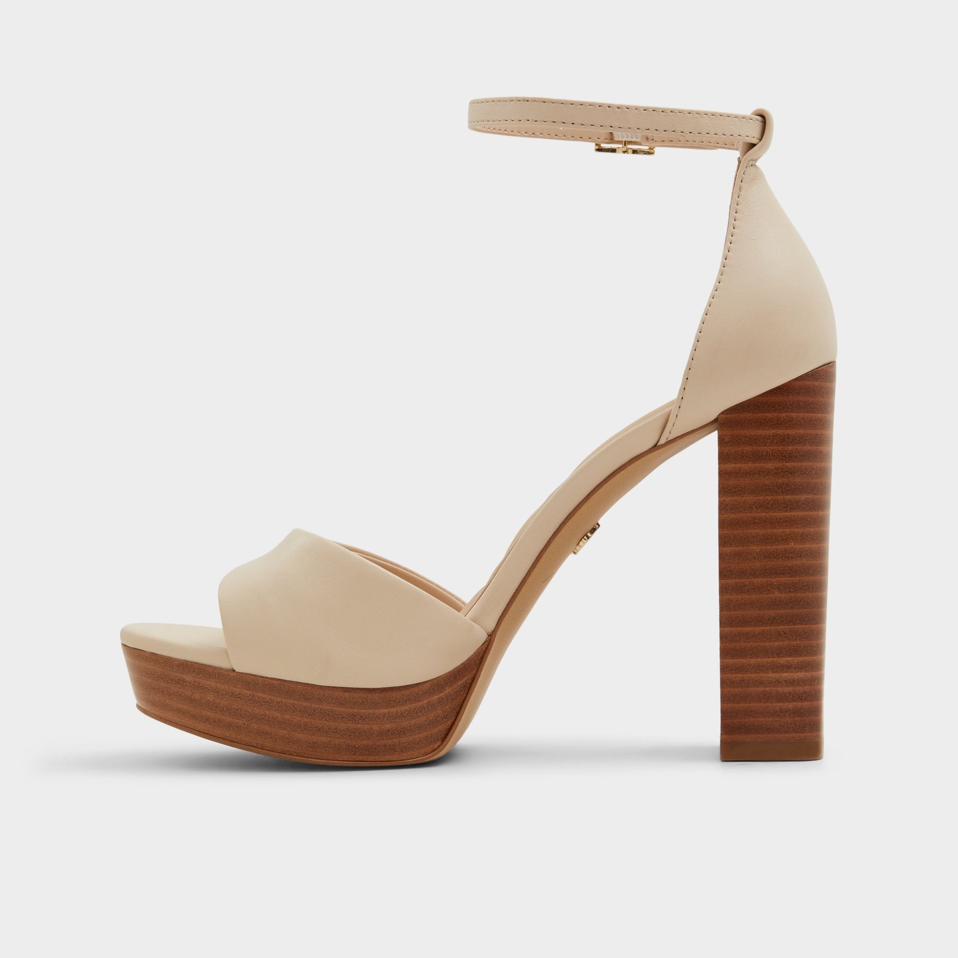 Side view of Other Beige Enaegyn2.0 Strappy heeled sandal