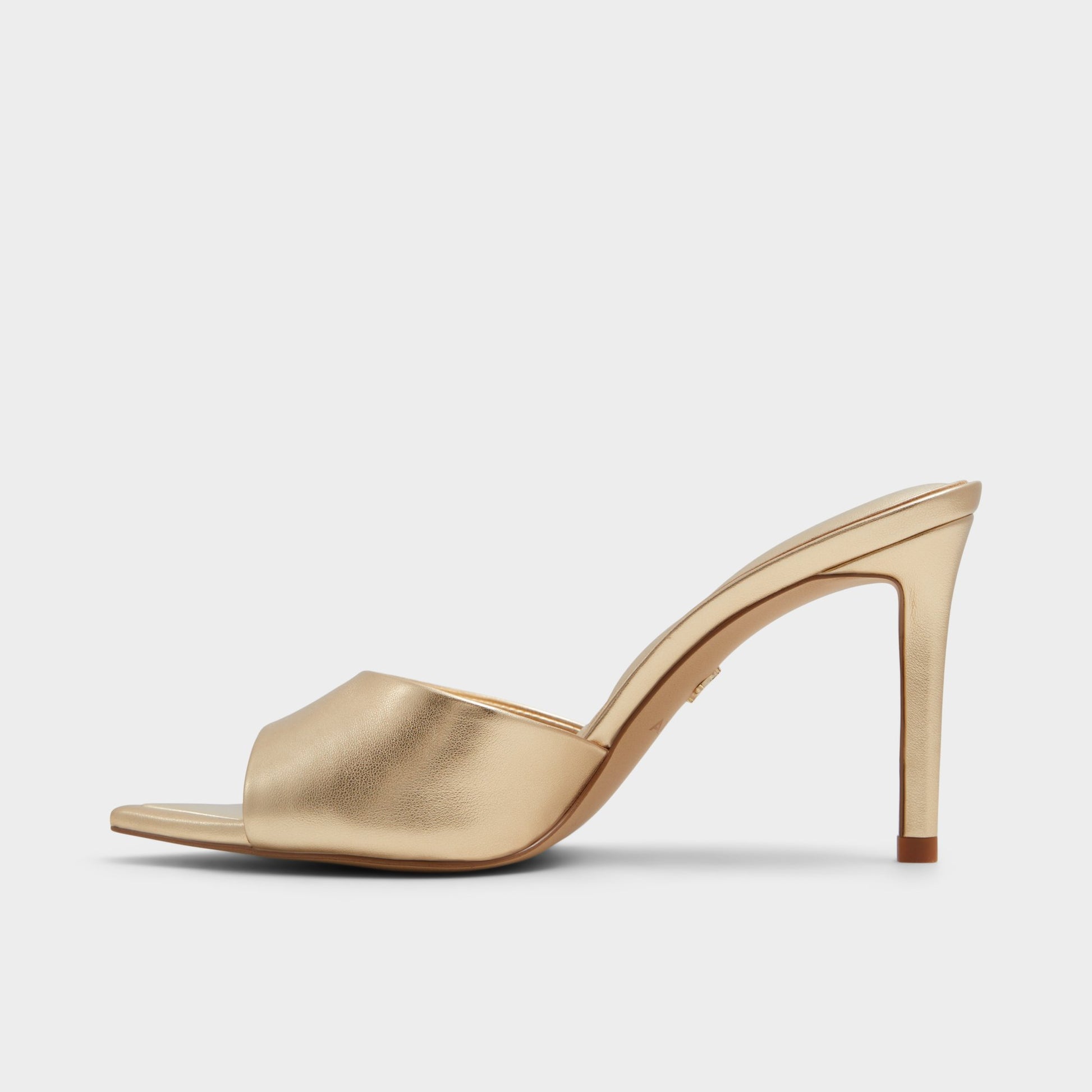 Side view of Gold Marita Heeled mule