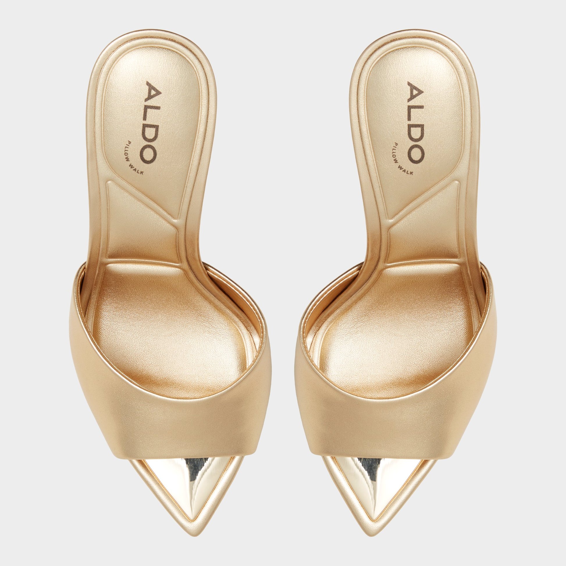 Top-down view of the Gold Marita Heeled mule