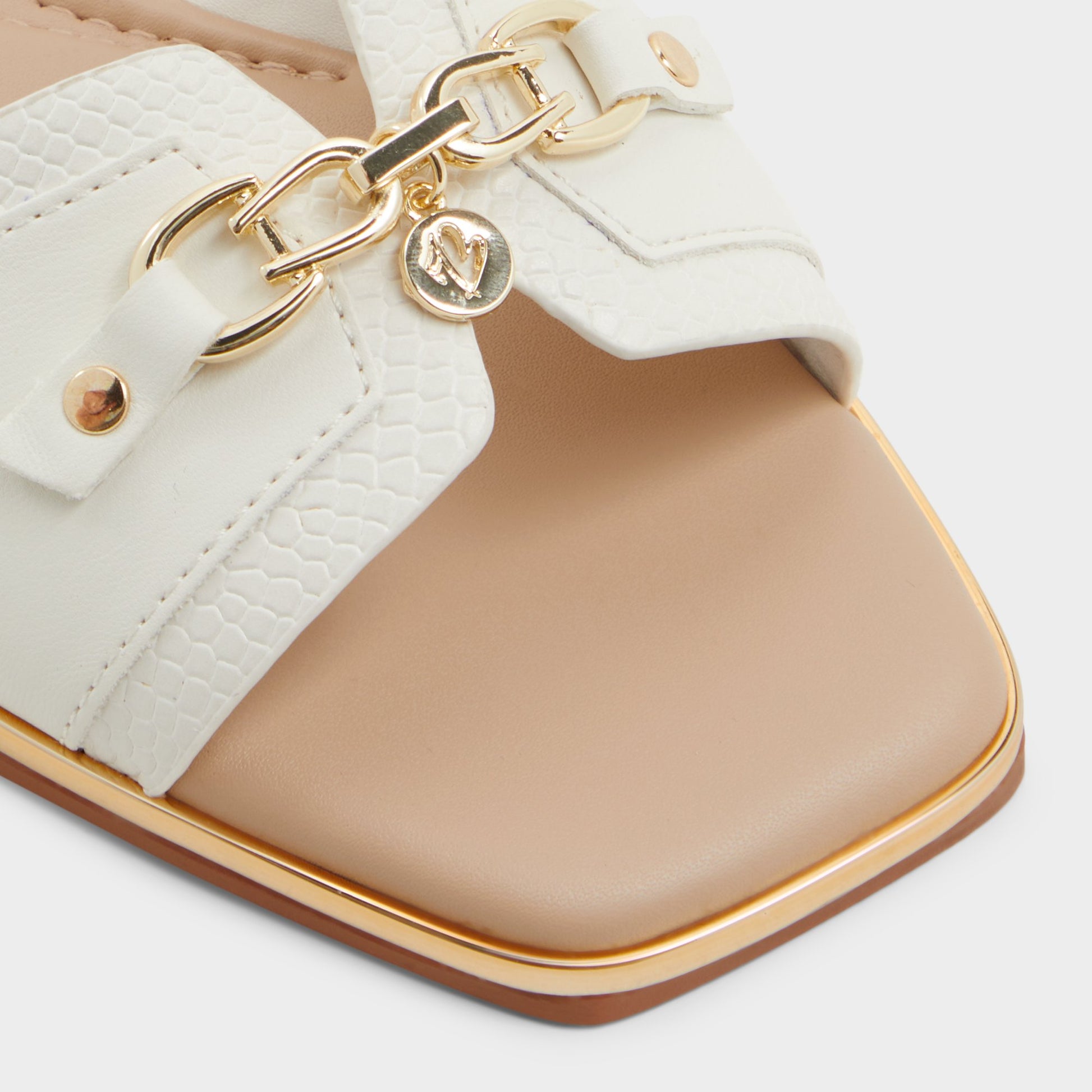 Close-up of the Open White Alamassi Slide sandal