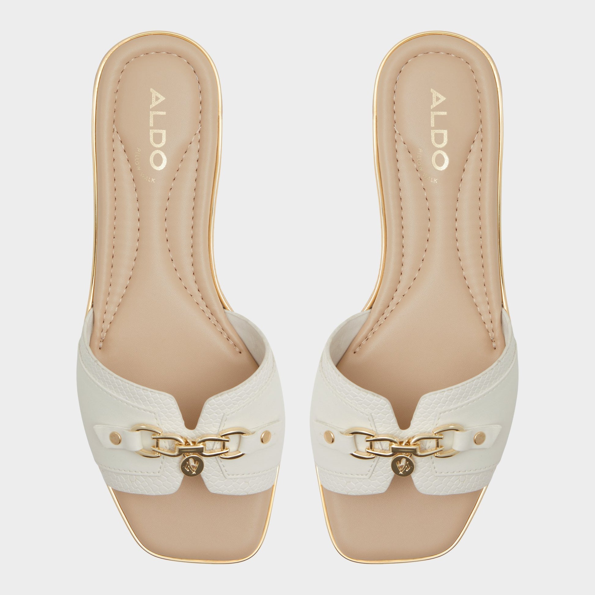 Top-down view of the Open white Alamassi Slide sandal