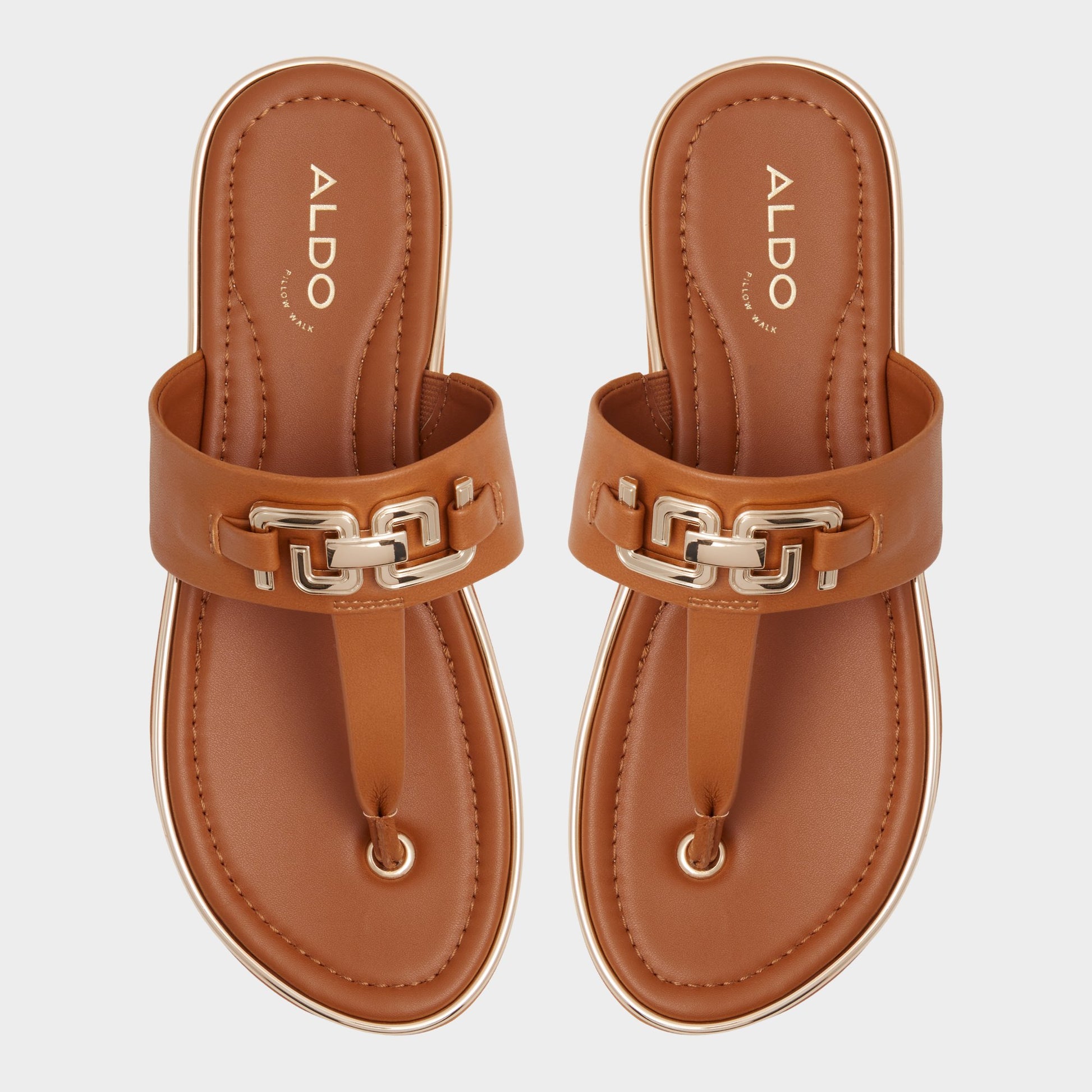 Top-down view of the Medium Brown Adirahar T-strap sandal