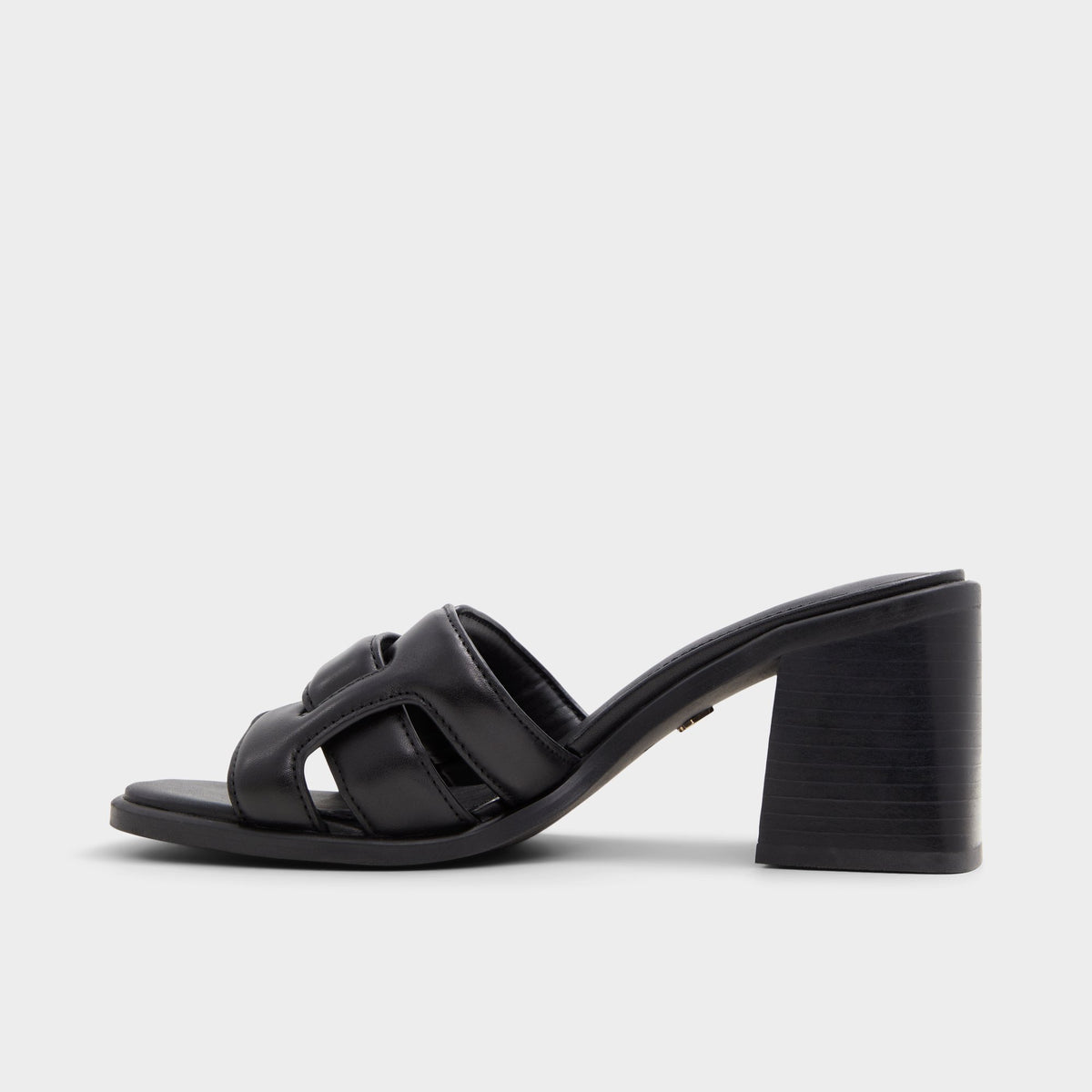 Side view of Black Banaladar Heeled mule