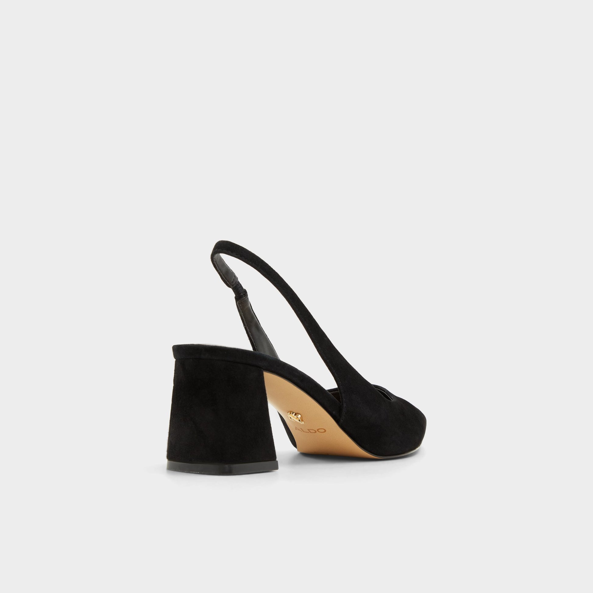 Three-quarter angle of Other Black Uliana Slingback heel's back side