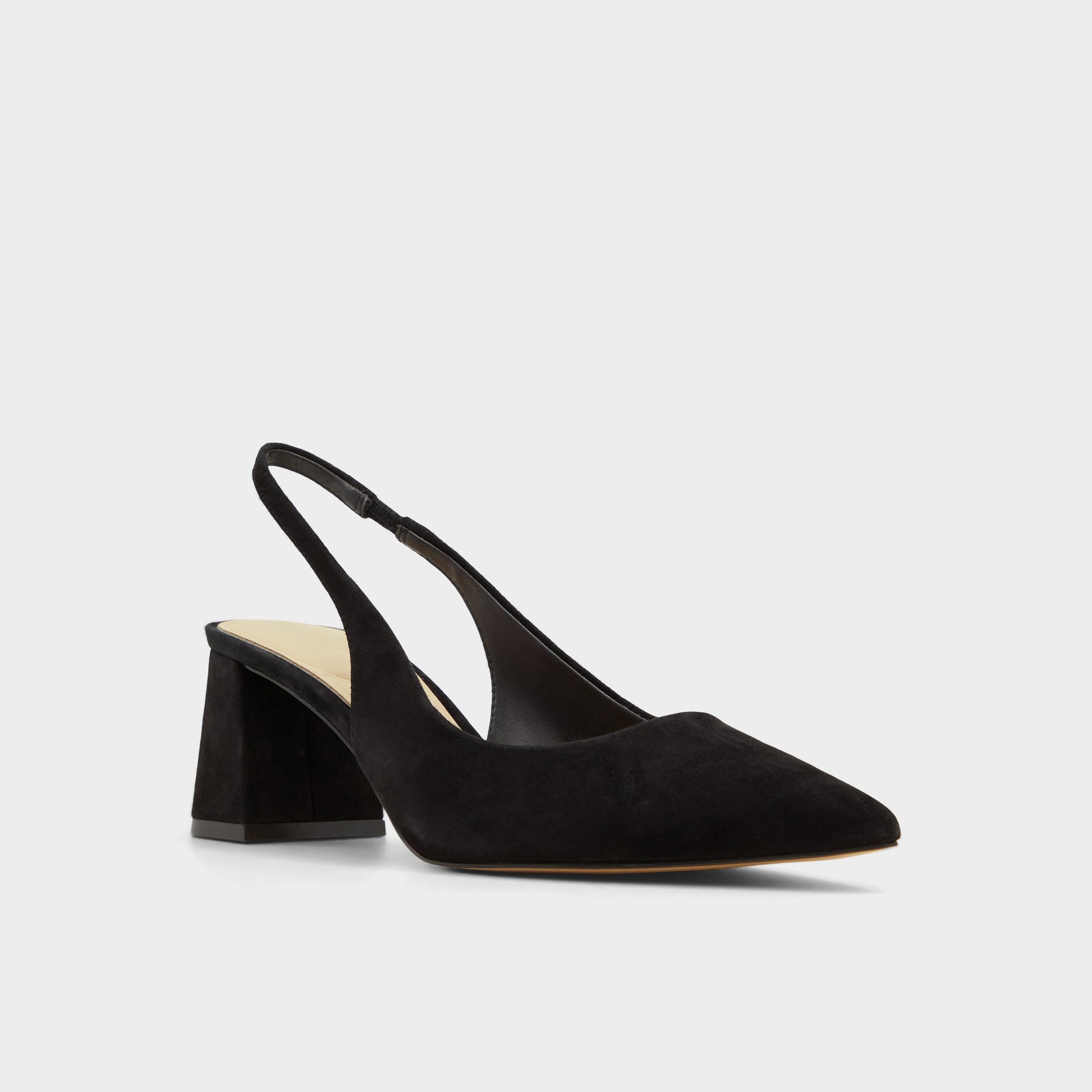 Three-quarter angle of Other Black Uliana Slingback heel's front side