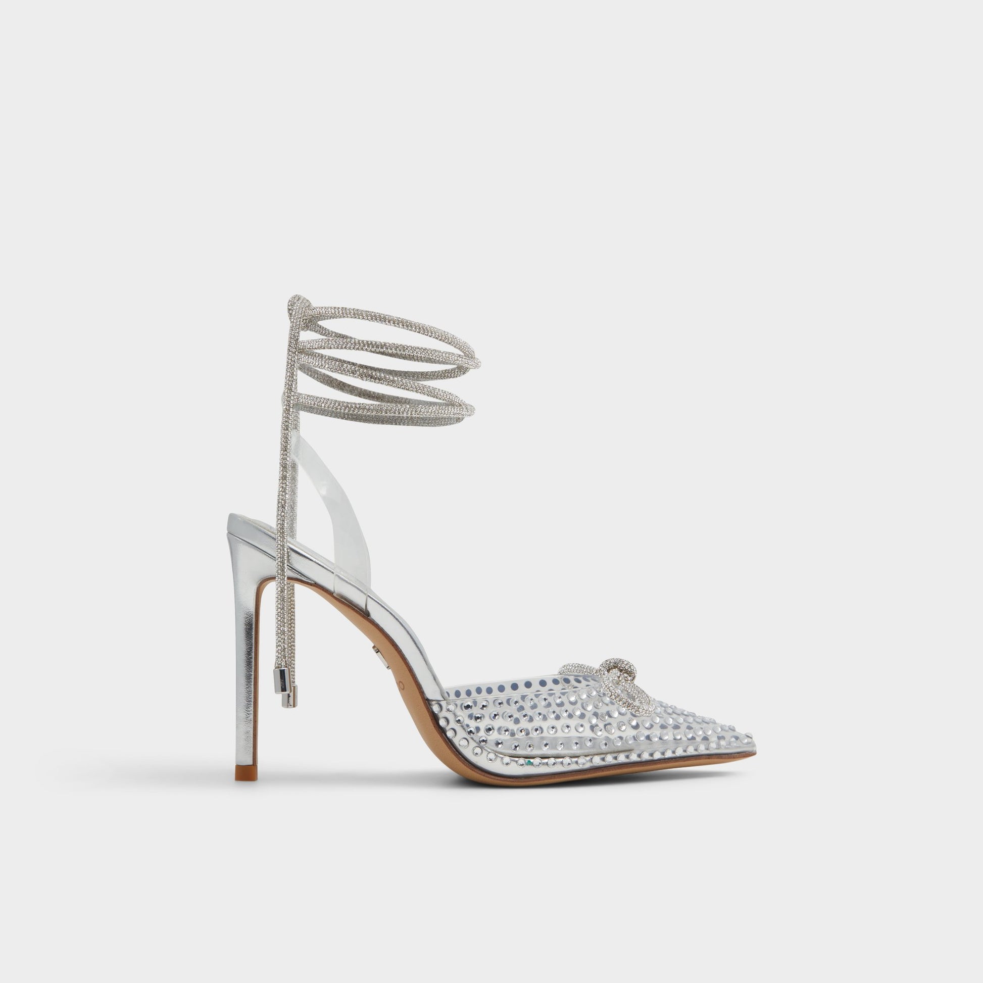 Main View of Silver Tenzin Strappy heeled shoe for Womens