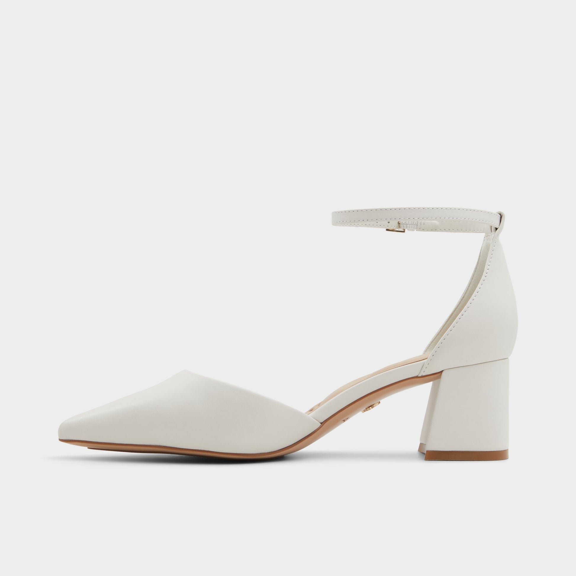 Side view of White/Bone Uneral High heeled shoe