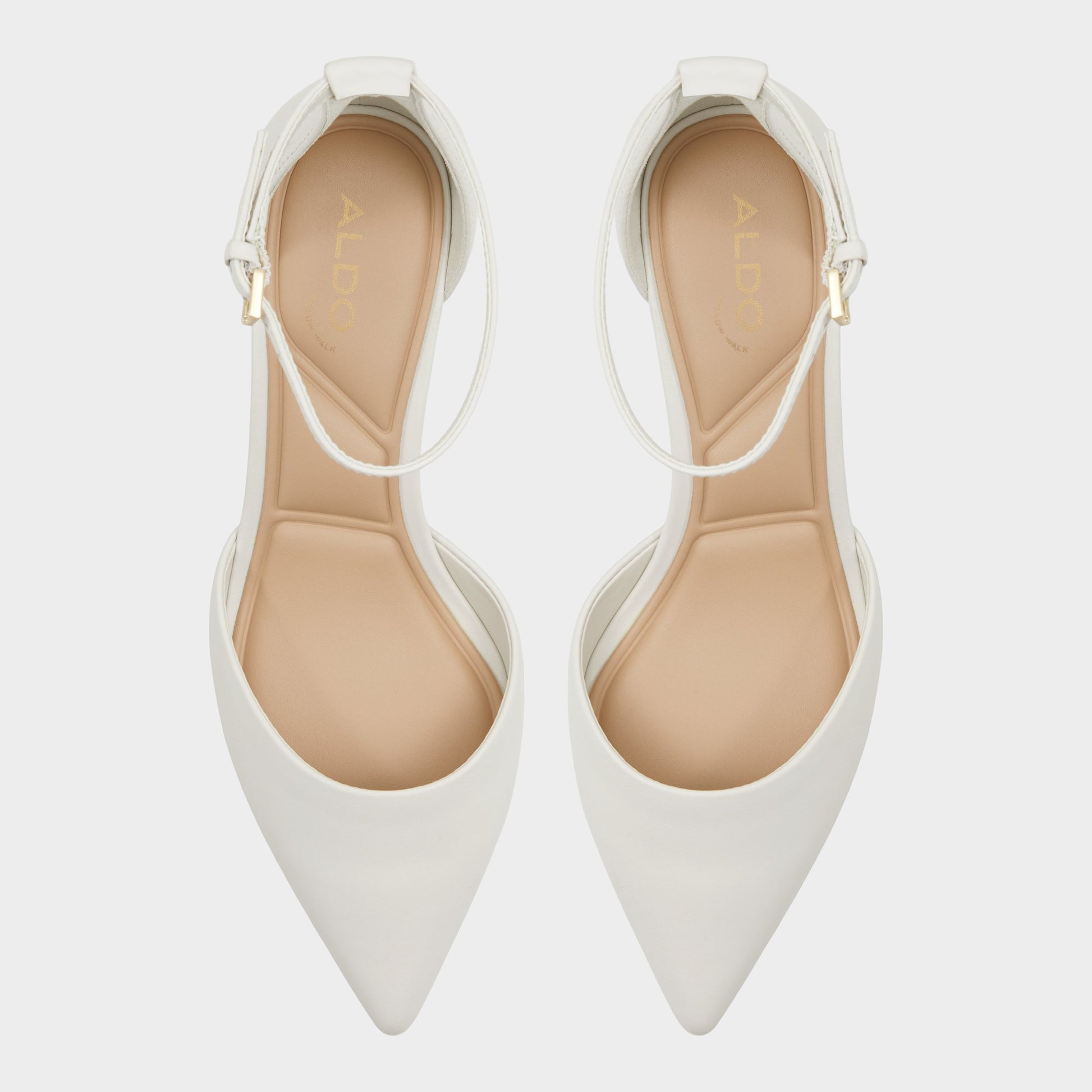 Top-down view of the White/Bone Uneral High heeled shoe
