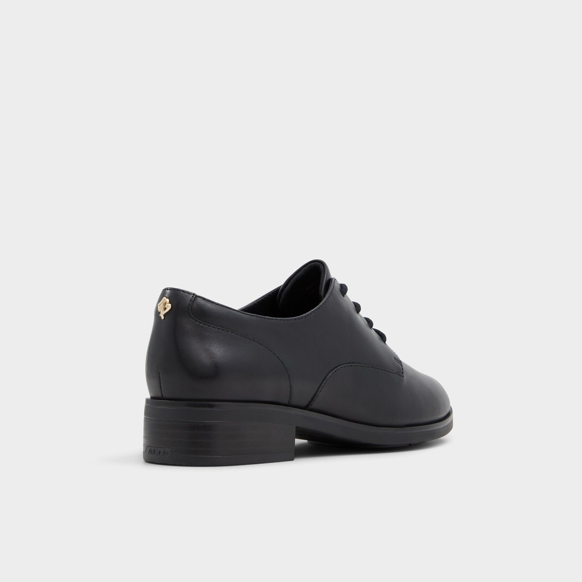 Three-quarter angle of Black Etha Derby shoe's back side