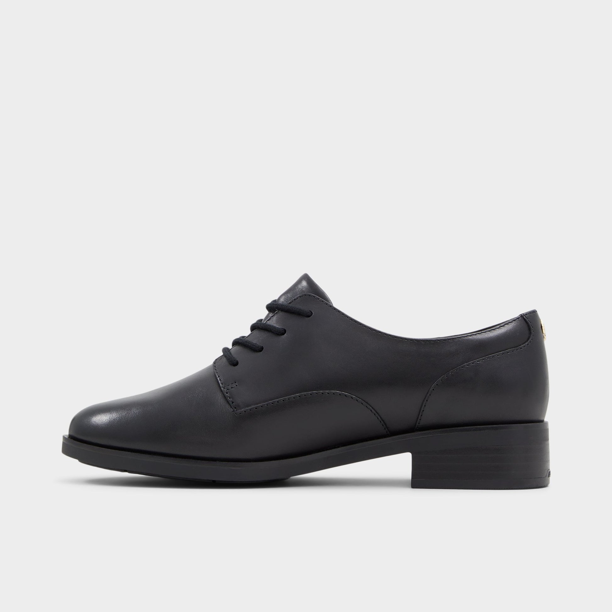 Side view of Black Etha Derby shoe