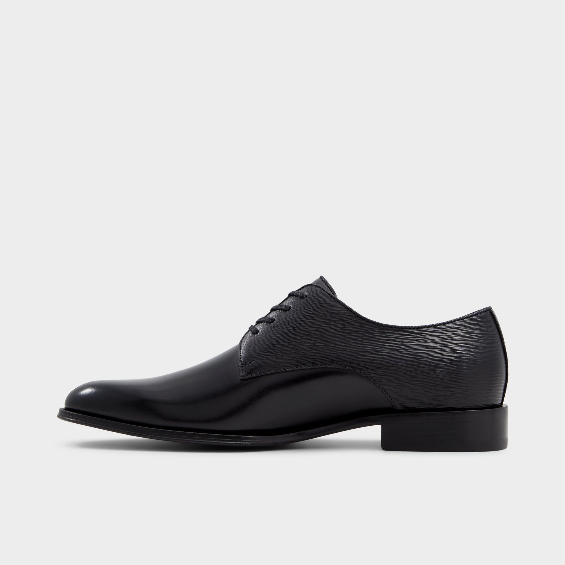 Side view of Black Halbart Oxford shoe