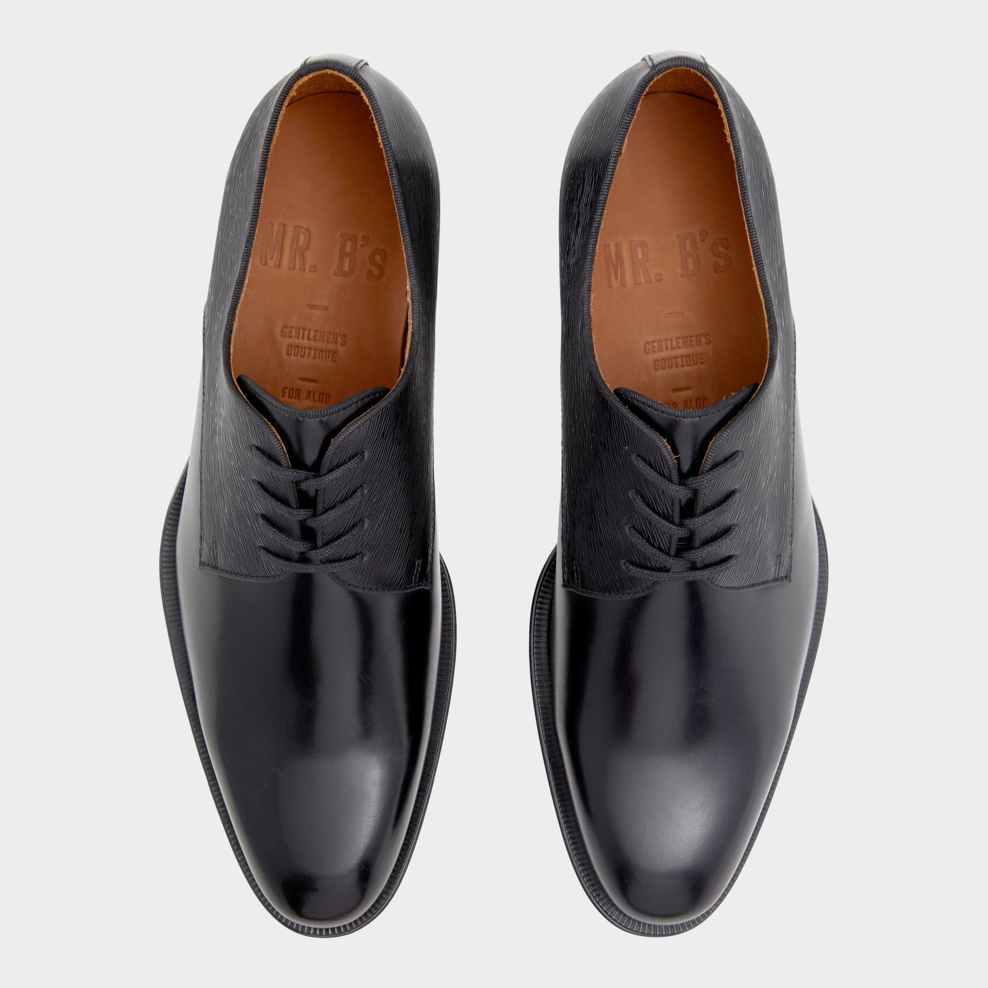 Top-down view of the Black Halbart Oxford shoe