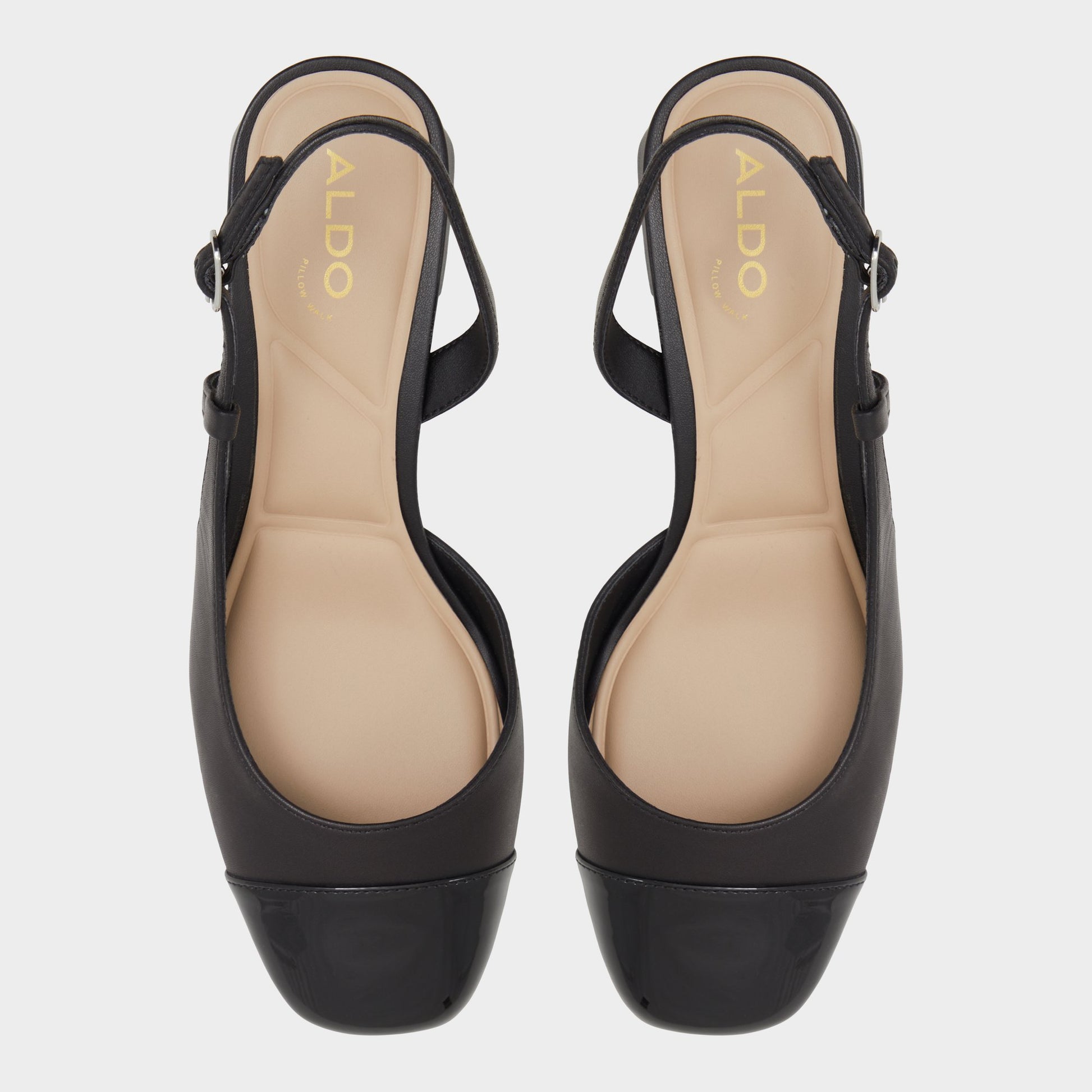 Top-down view of the Black Bialle Slingback heel