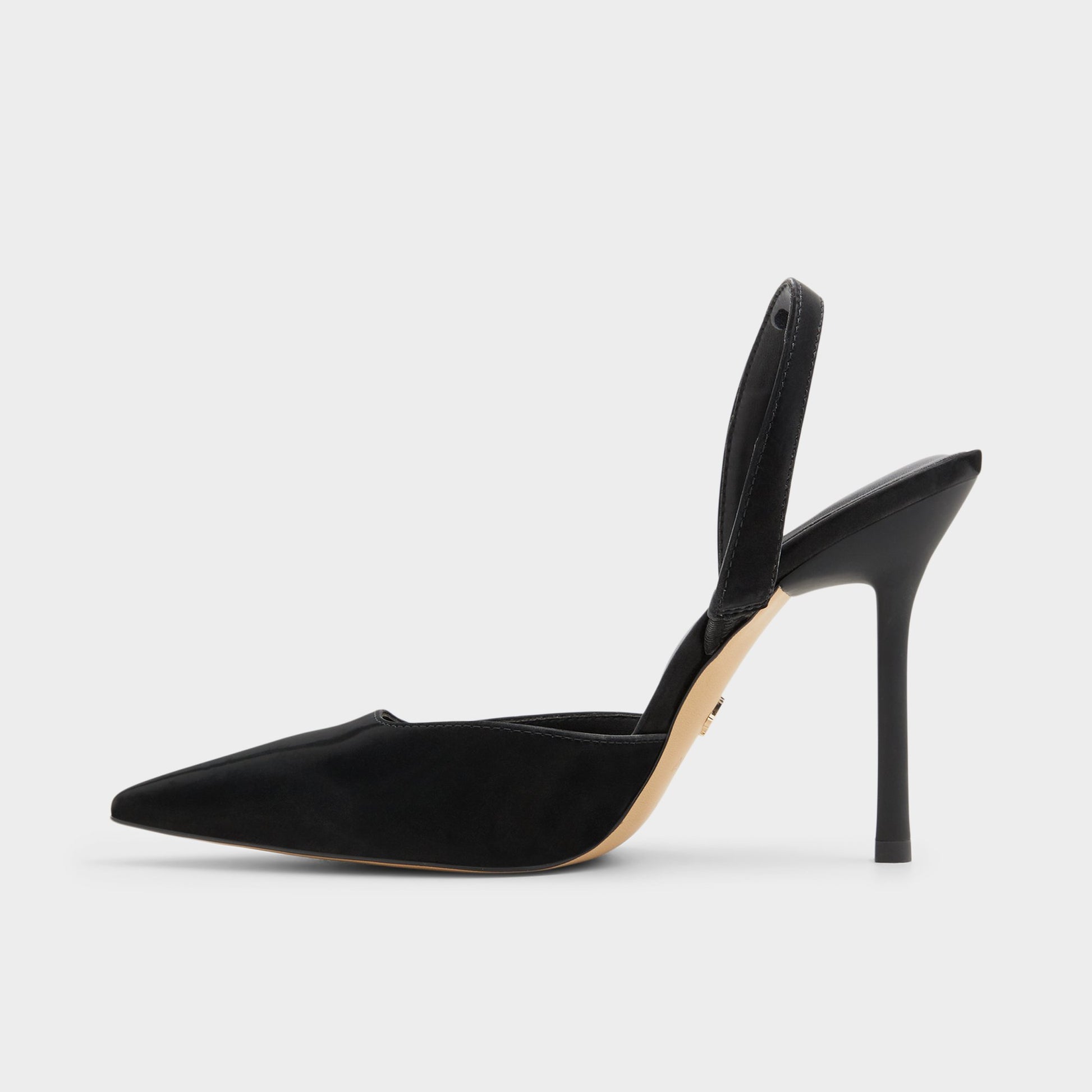 Side view of Black Berolden Slingback heel