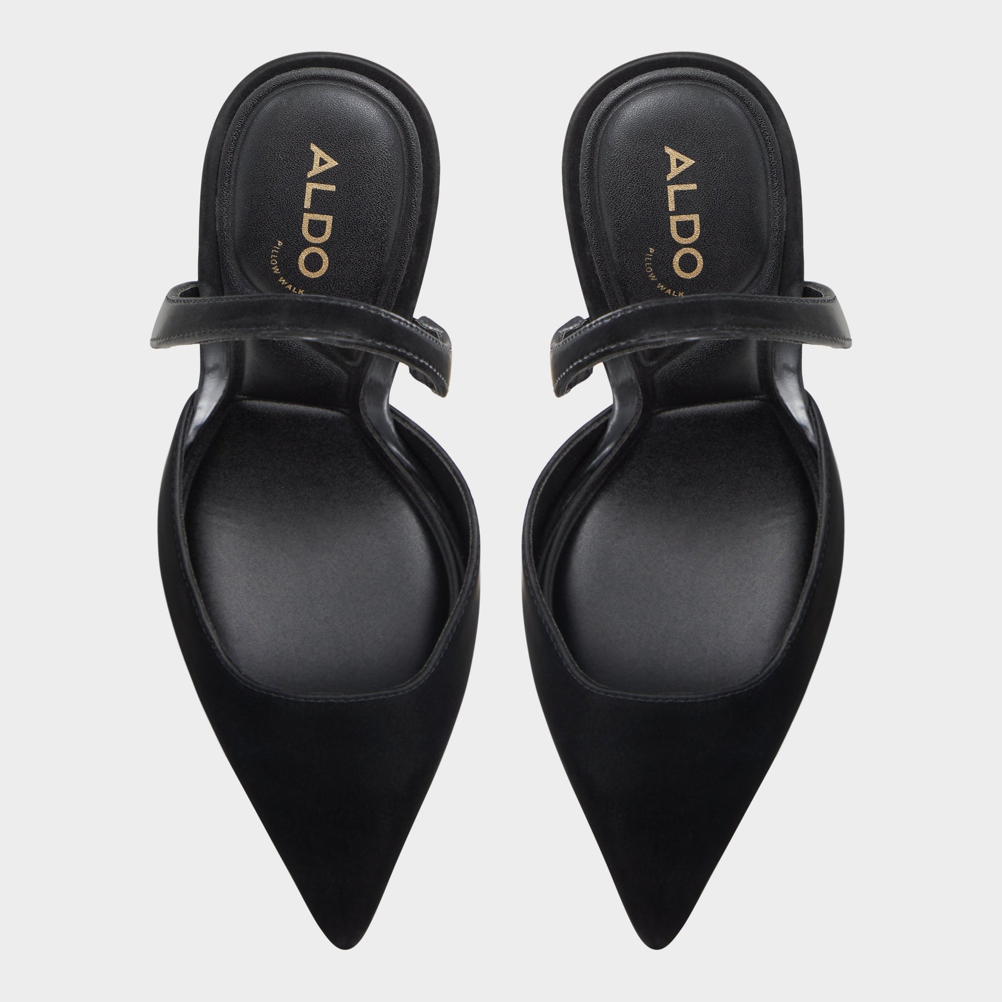 Top-down view of the Black Berolden Slingback heel
