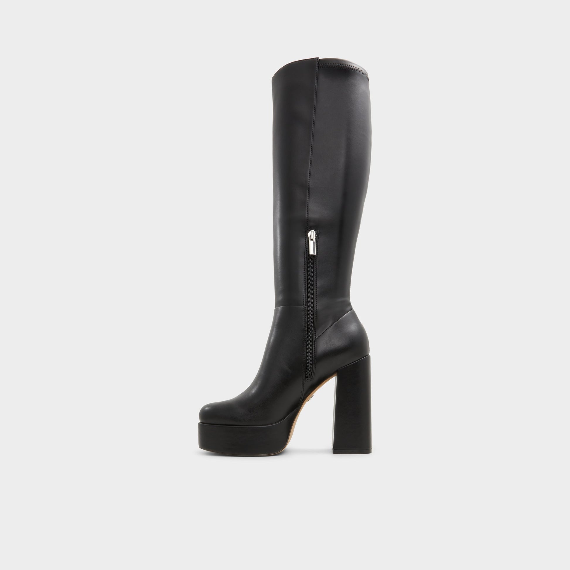 Side view of Black Albie Knee-high boot