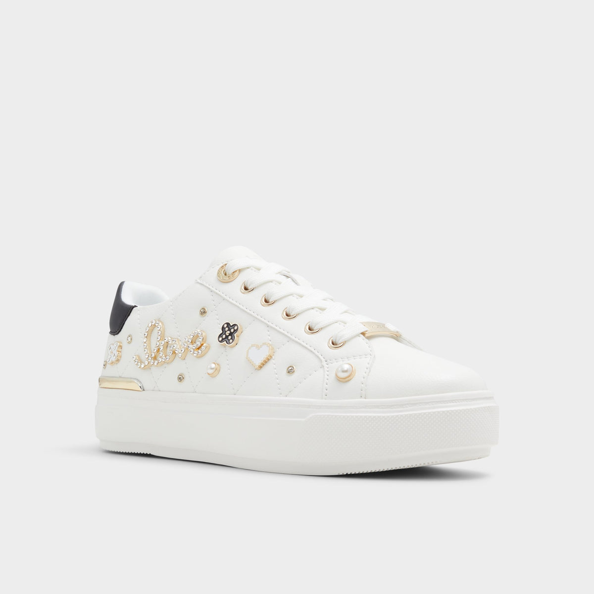 Angle de trois quarts de la face avant de Blanc Visuetti Sneaker bas