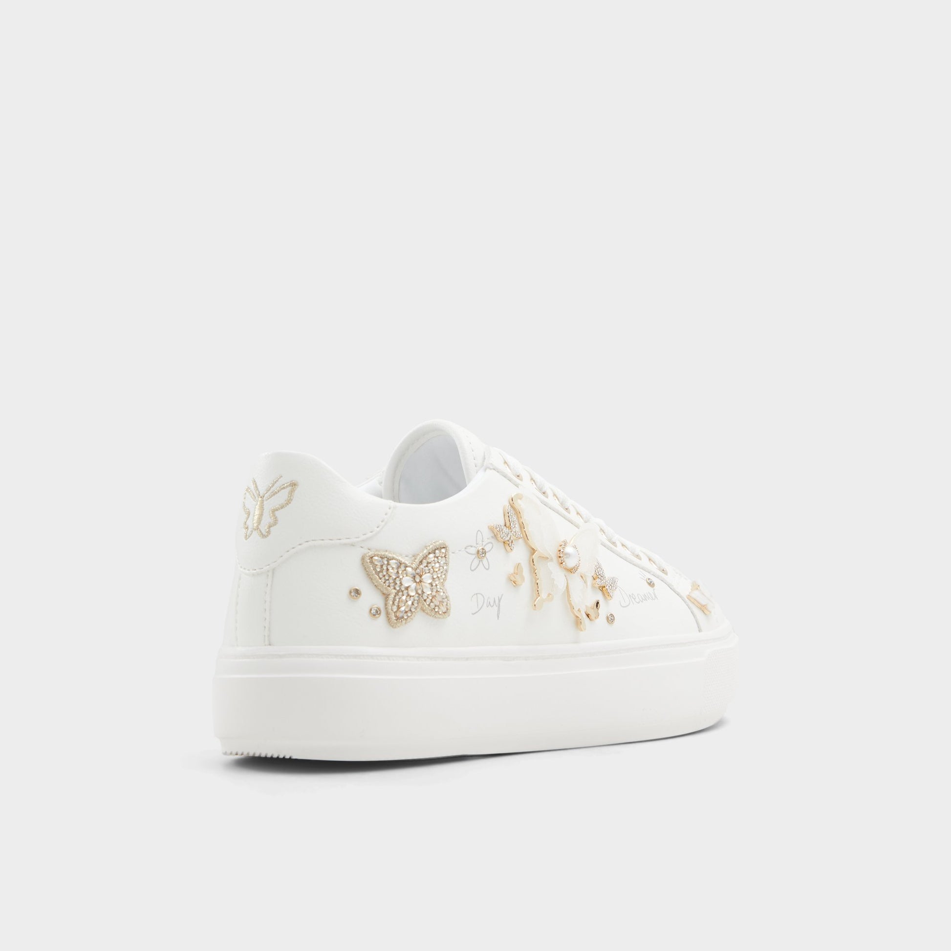 Three-quarter angle of White Pearlwing Low top sneaker's back side