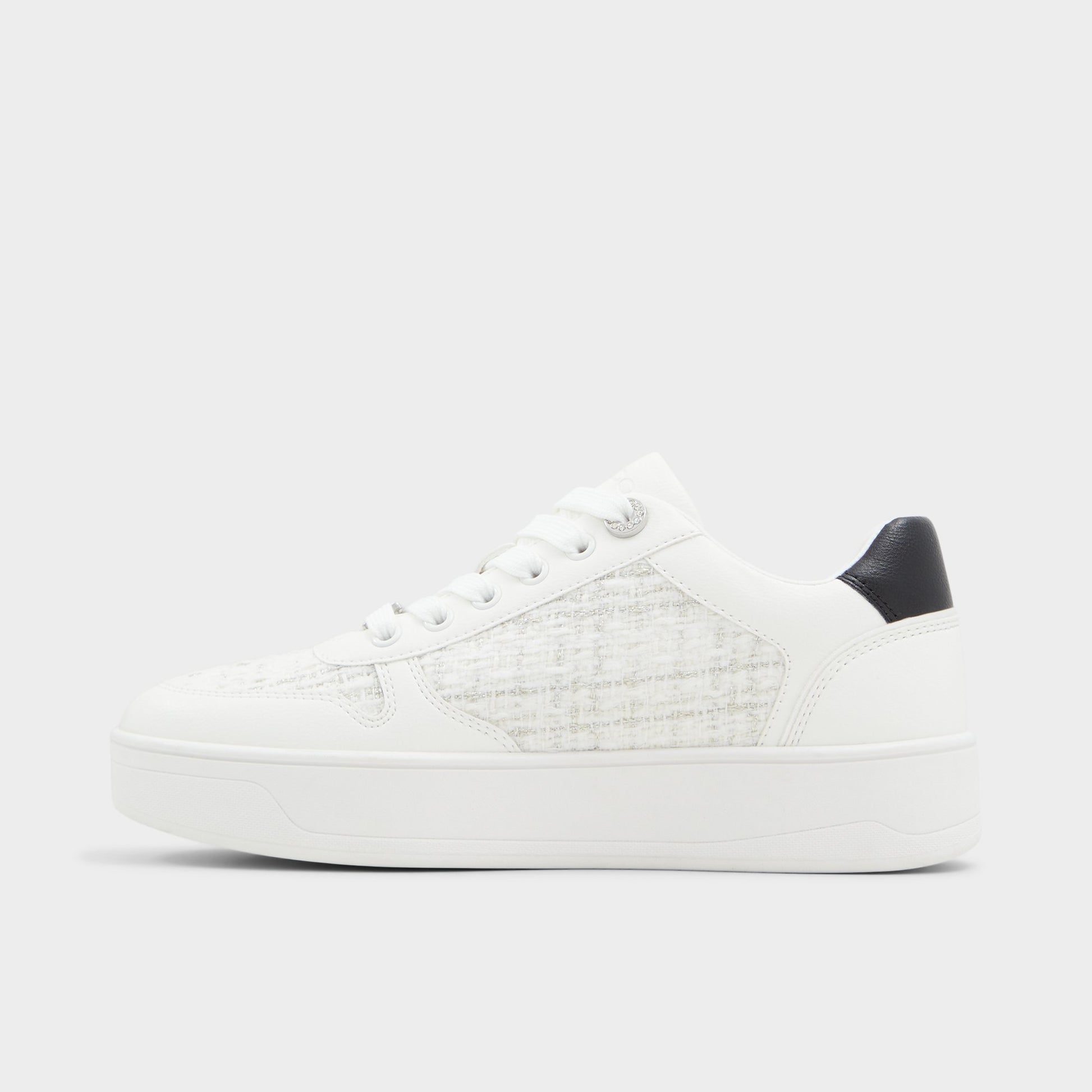 Side view of White/black Marisette Low top sneaker