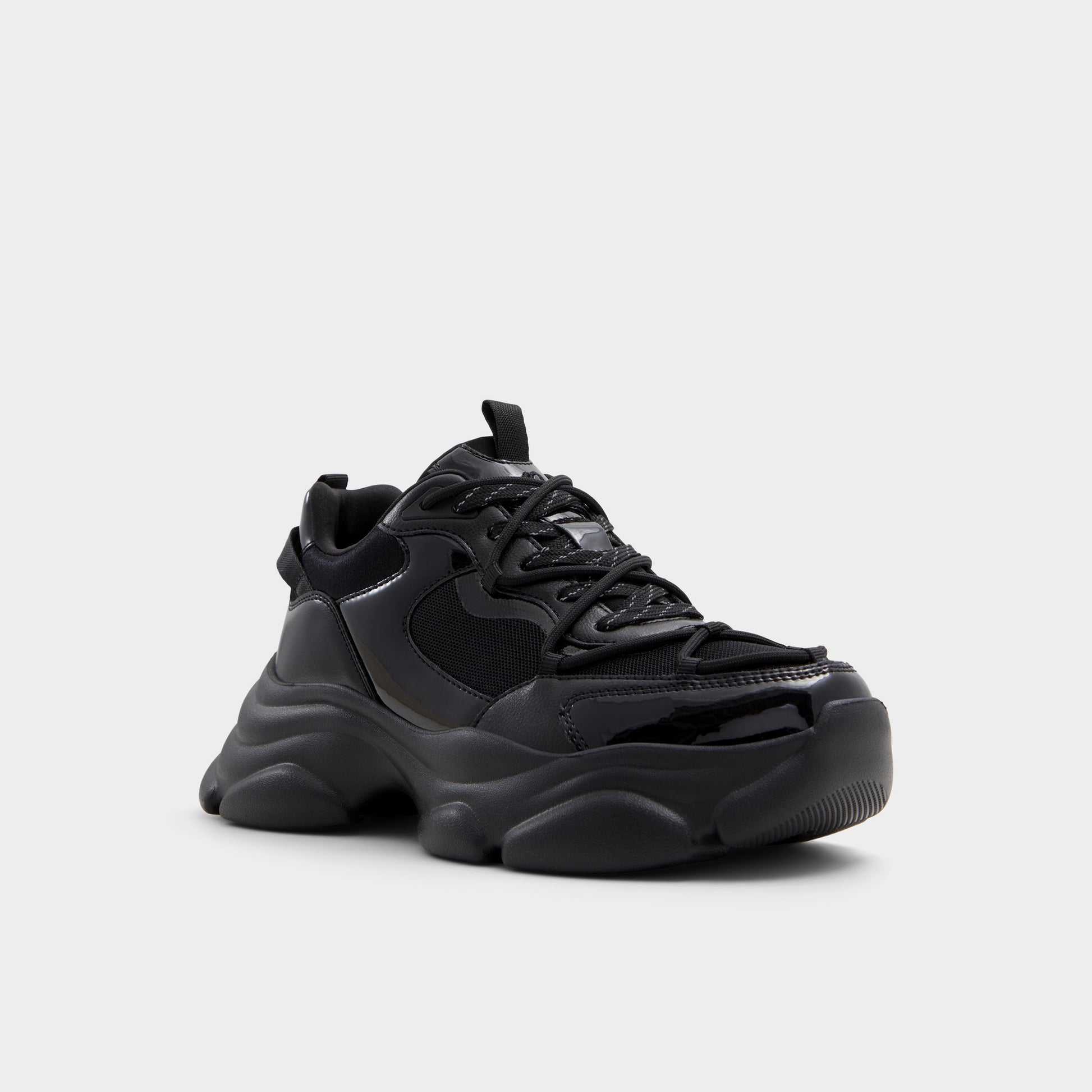 Three-quarter angle of Black Andree Jogger sneaker's front side