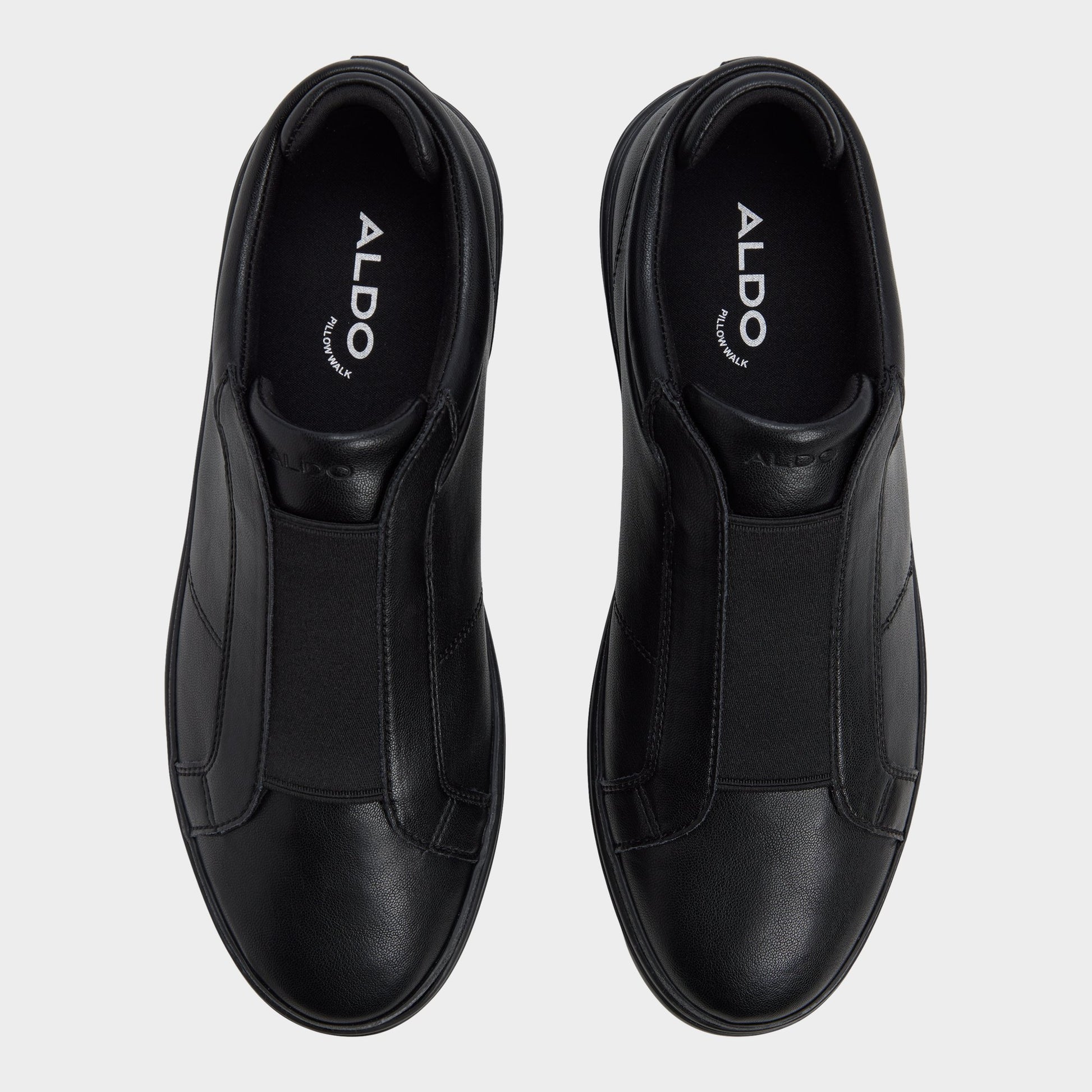 Top-down view of the Black/black Aros Slip-on sneaker