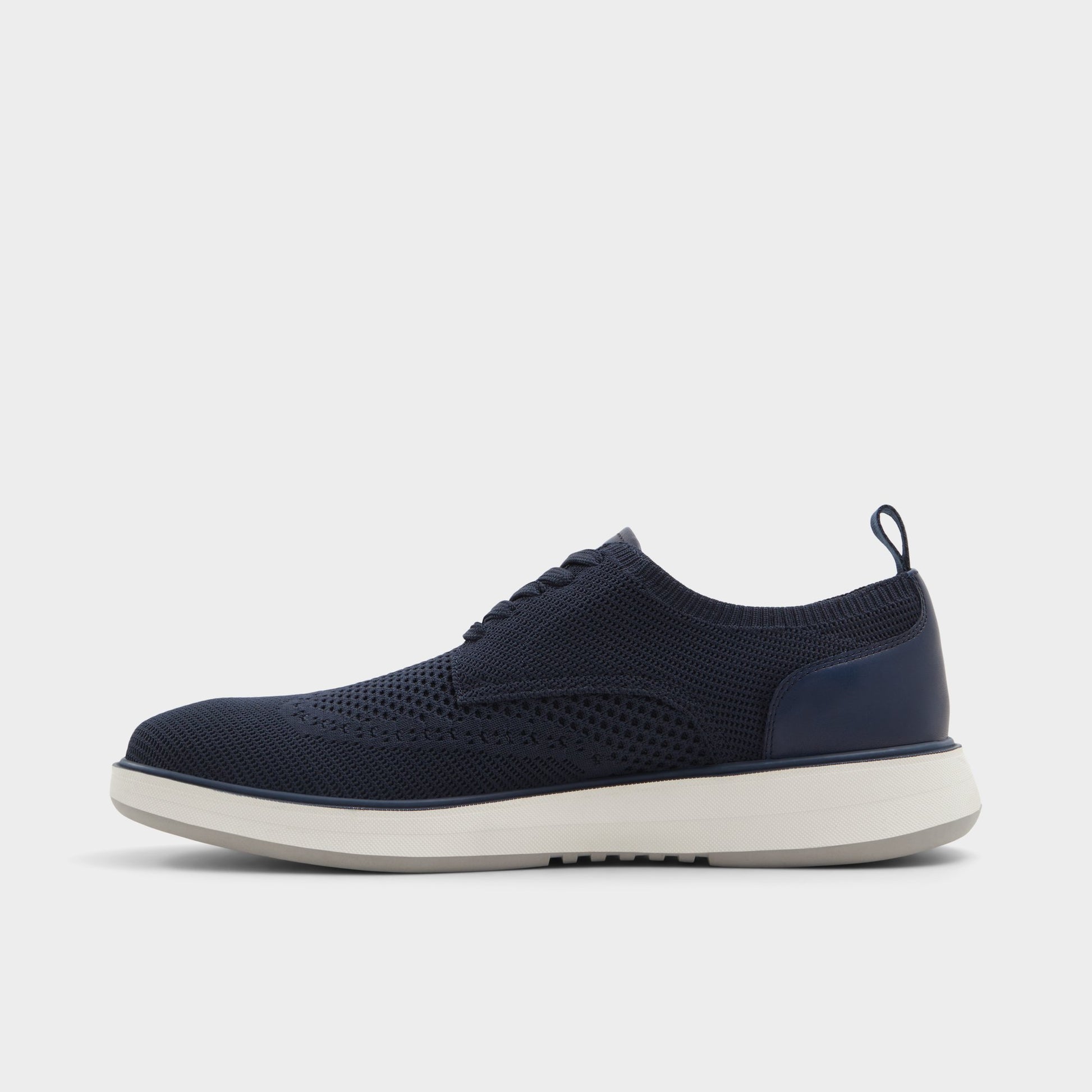 Side view of Navy Enry Oxford shoe