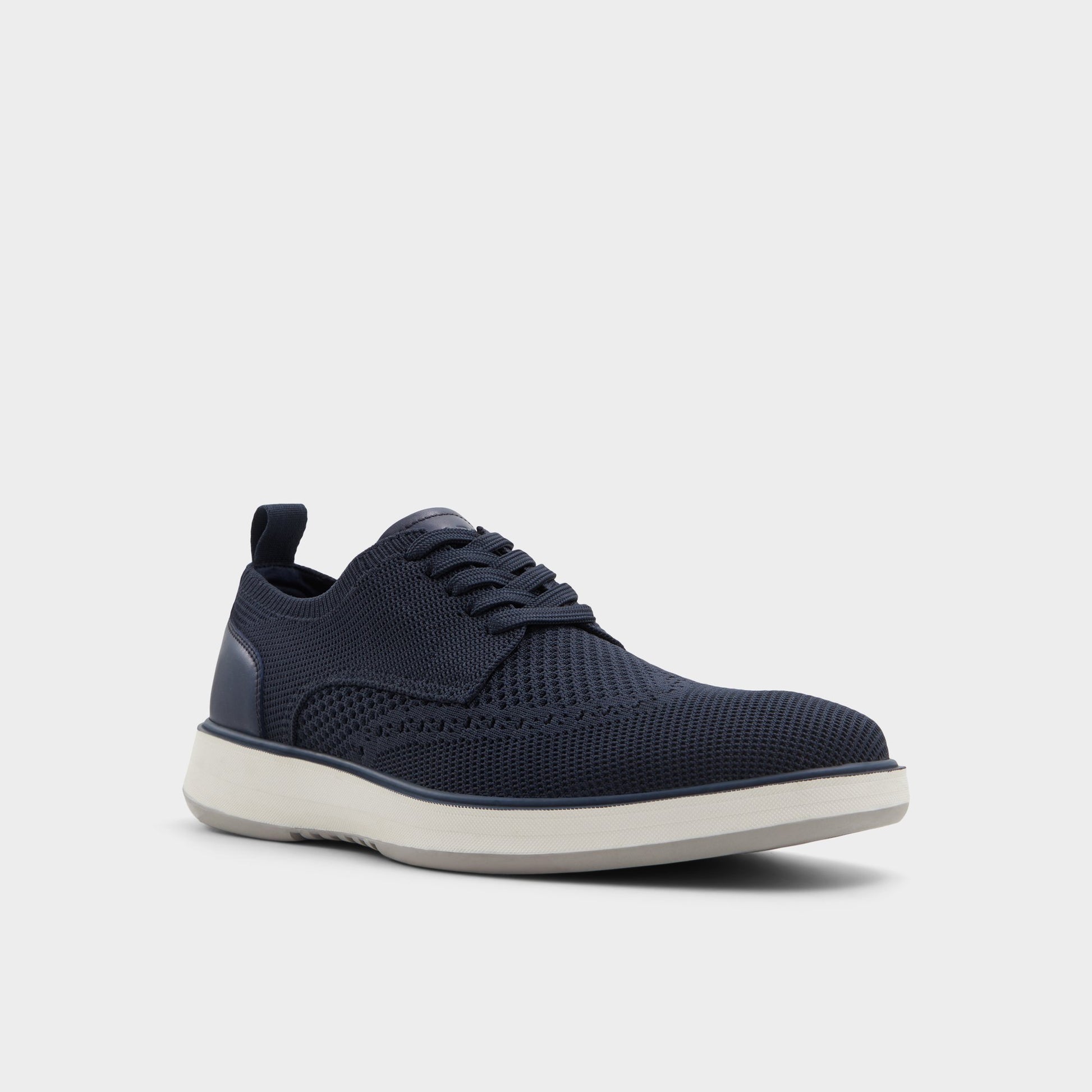 Three-quarter angle of Navy Enry Oxford shoe's front side